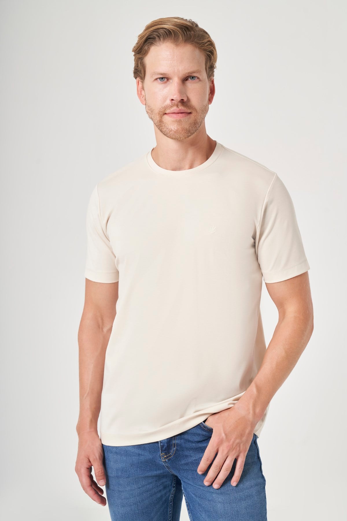Taş Bisiklet Yaka Kısa Kol Örme Slim Fit Esnek Basic Tişört 1011260184
