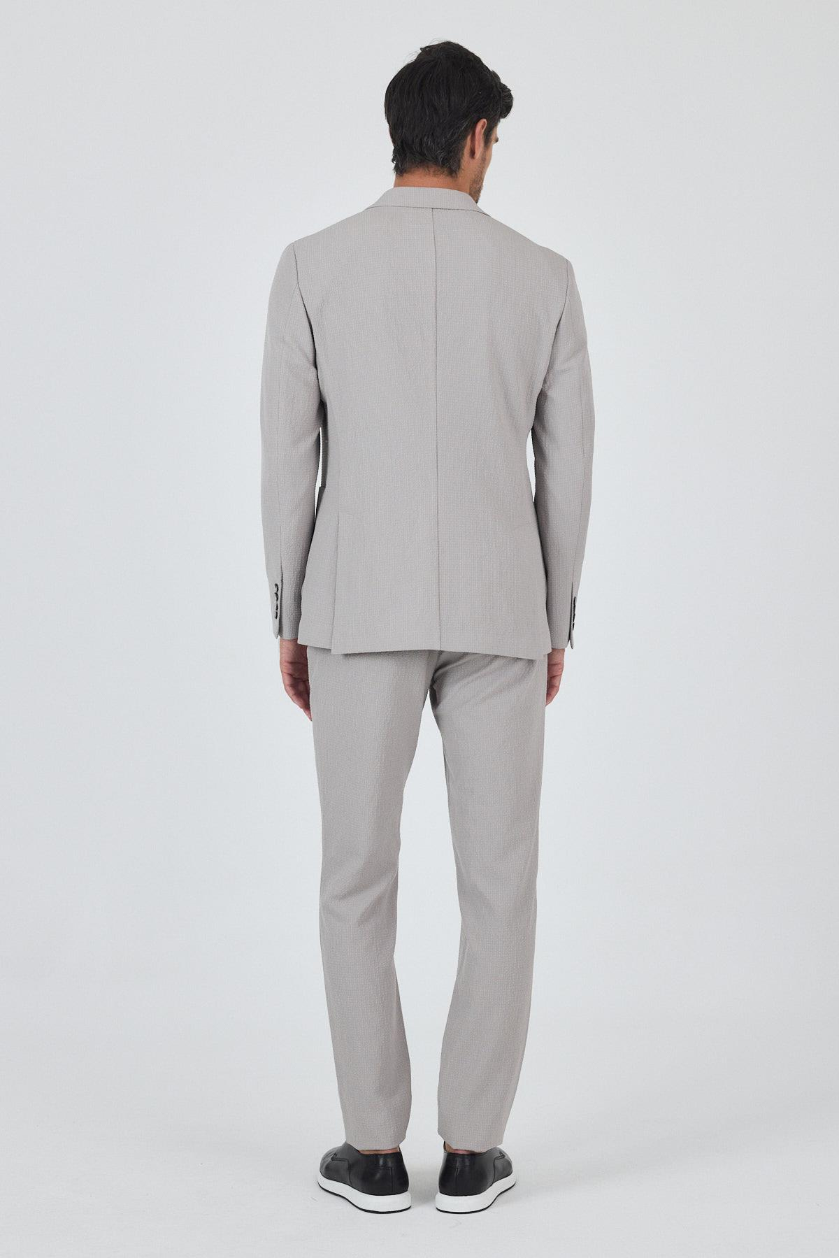 Taş Rengi Mono Yaka 6 Drop Slim Fit Esnek Beli Lastikli Takım Elbise 1001250174