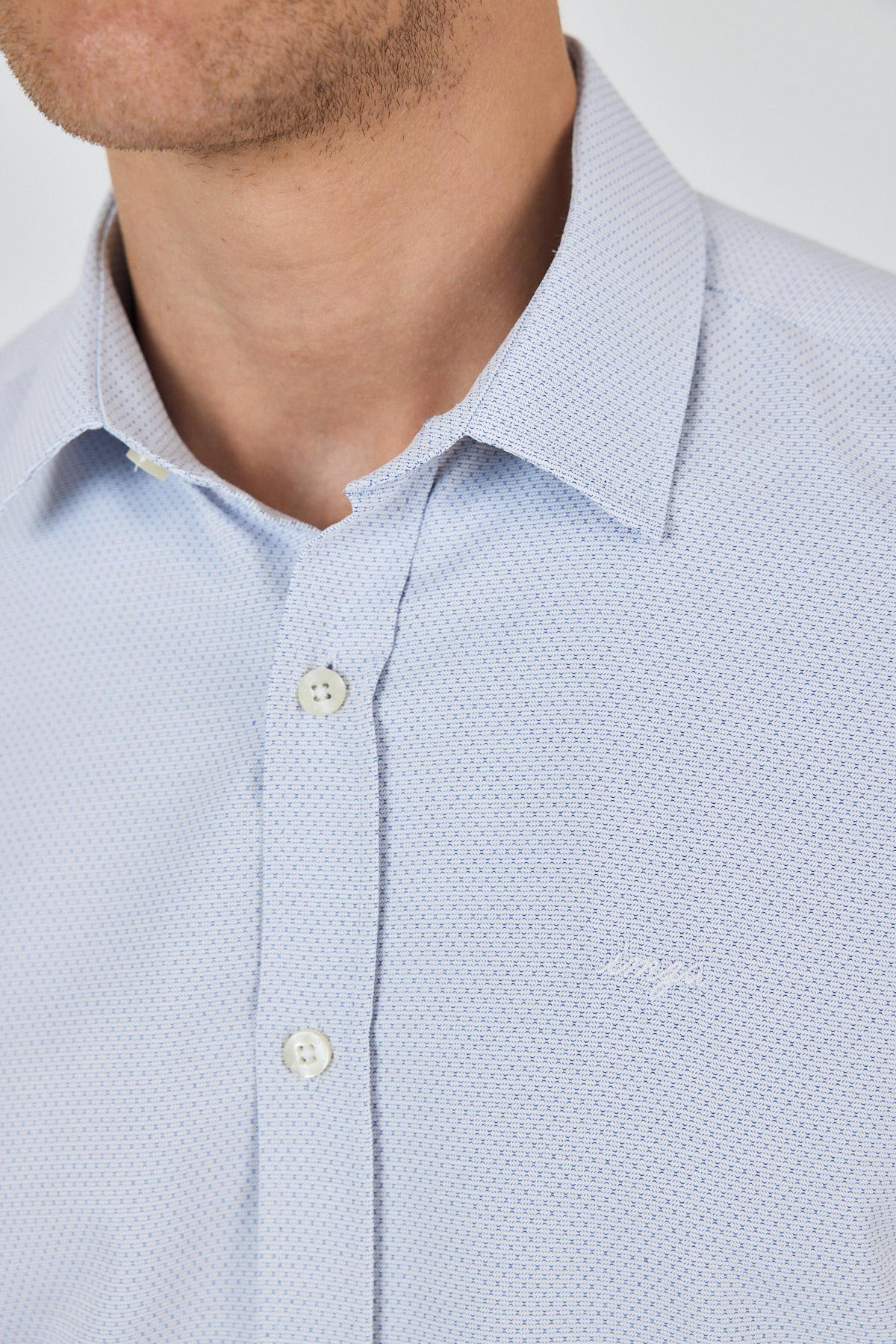 Sert Yaka Cepsiz Uzun Kol Slim Fit Pamuklu Gömlek 1004250184