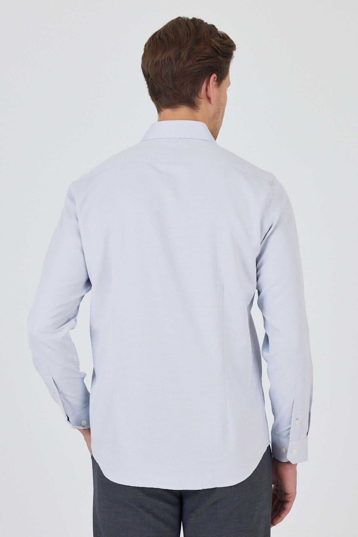 Sert Yaka Cepsiz Uzun Kol Slim Fit Pamuklu Gömlek 1004250184