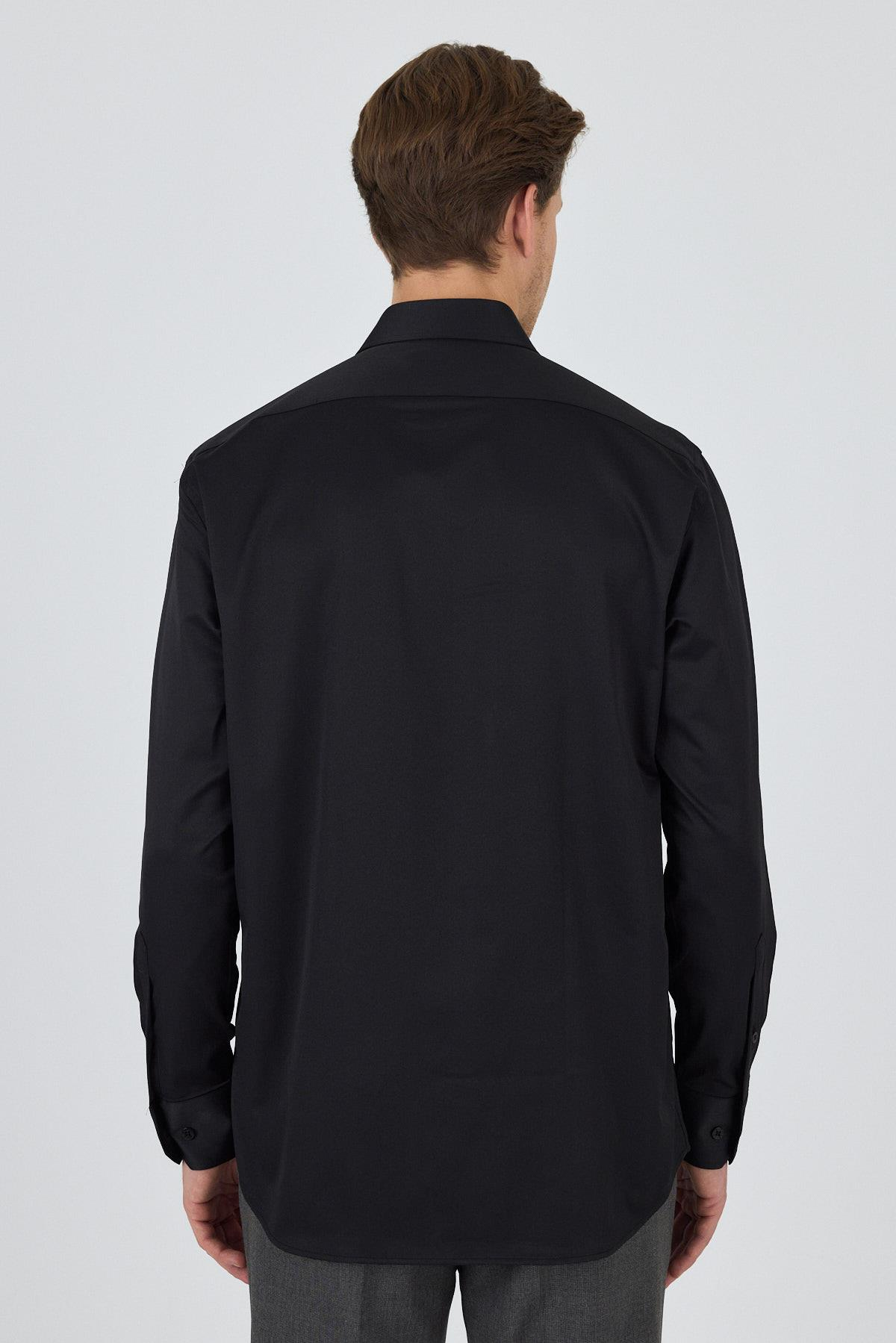 Kol Düz Bez Ayağı Sert Yaka cepli Pamuklu Classic Comfort Fit Gömlek 1004250210