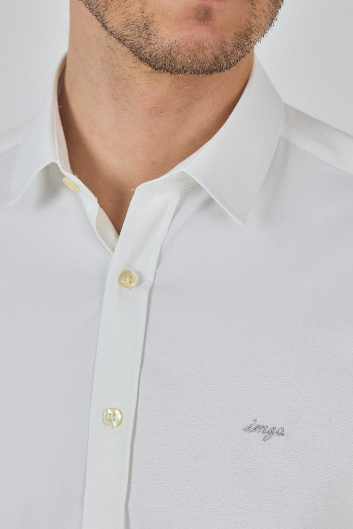 Kol Düz Bez Ayağı Sert Yaka Cepsiz Pamuklu Classic Slim Fit Gömlek 1004250211