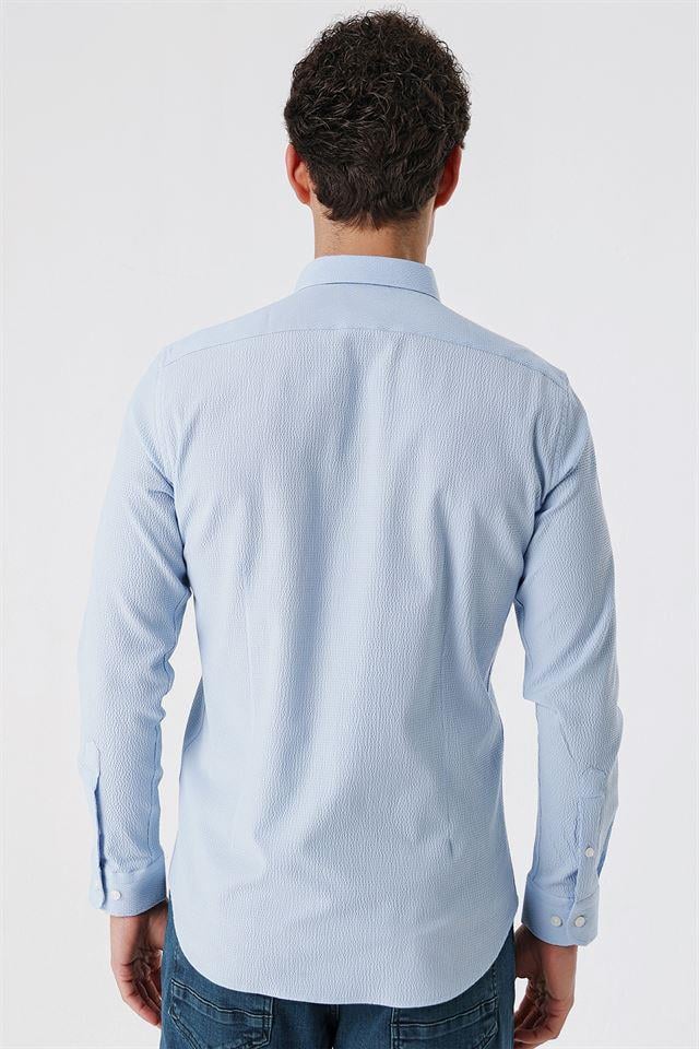 Mavi DMT Yaka Uzun Kol Cepsiz Slim Fit Classic Pamuklu Gömlek 1004230178
