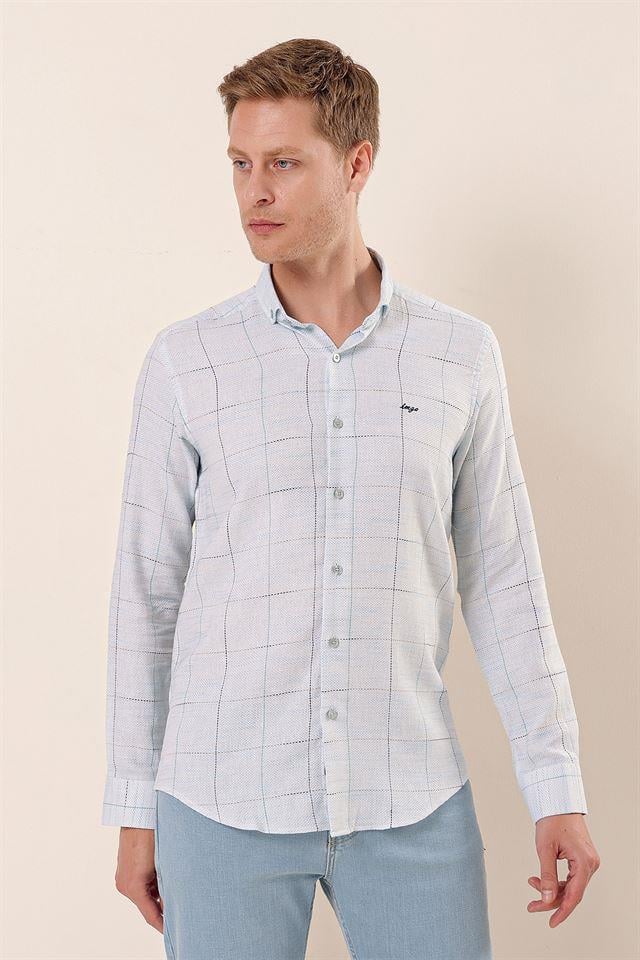 Mavi DMT Yaka Uzun Kol Cepsiz Slim Fit Classic Pamuklu Gömlek 1004230175