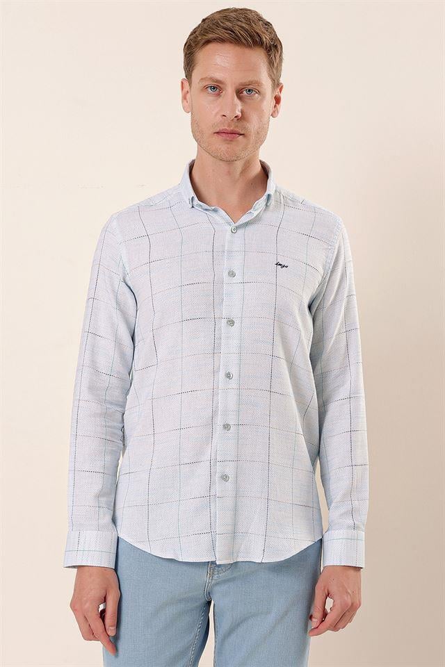 Mavi DMT Yaka Uzun Kol Cepsiz Slim Fit Classic Pamuklu Gömlek 1004230175