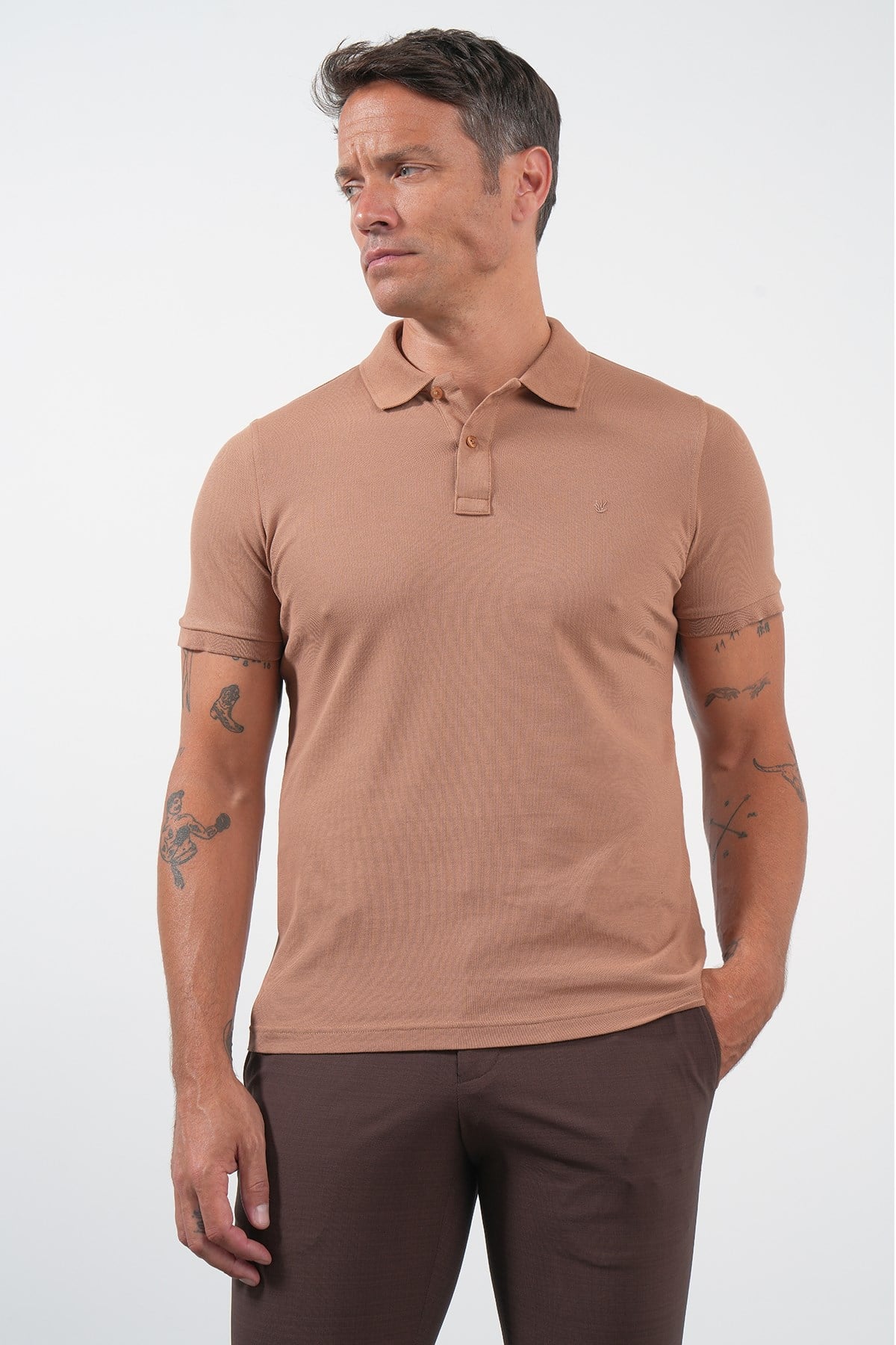 Vizon Polo Yaka Pike Kısa Kol Slim Fit Pamuklu Tişört 1011260169