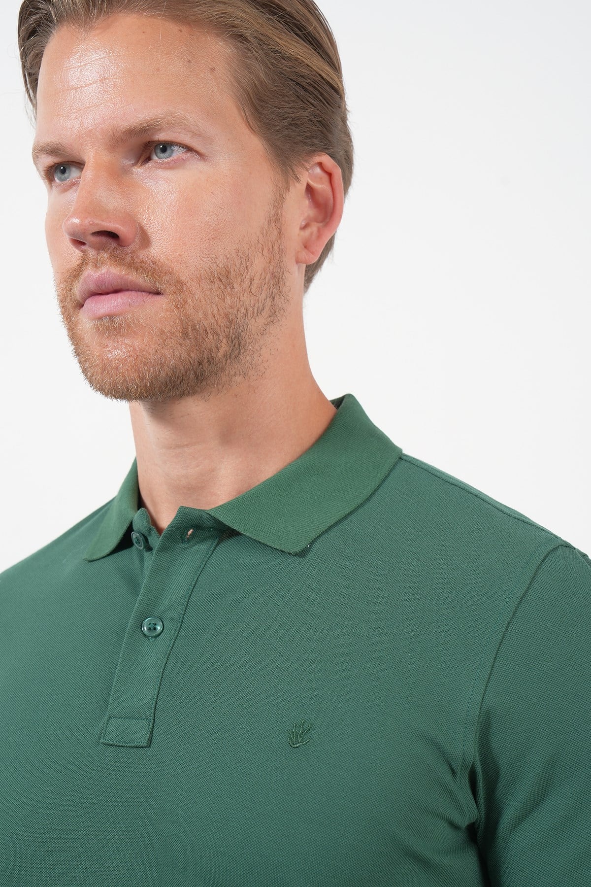 Yeşil Polo Yaka Pike Kısa Kol Slim Fit Pamuklu Tişört 1011260169