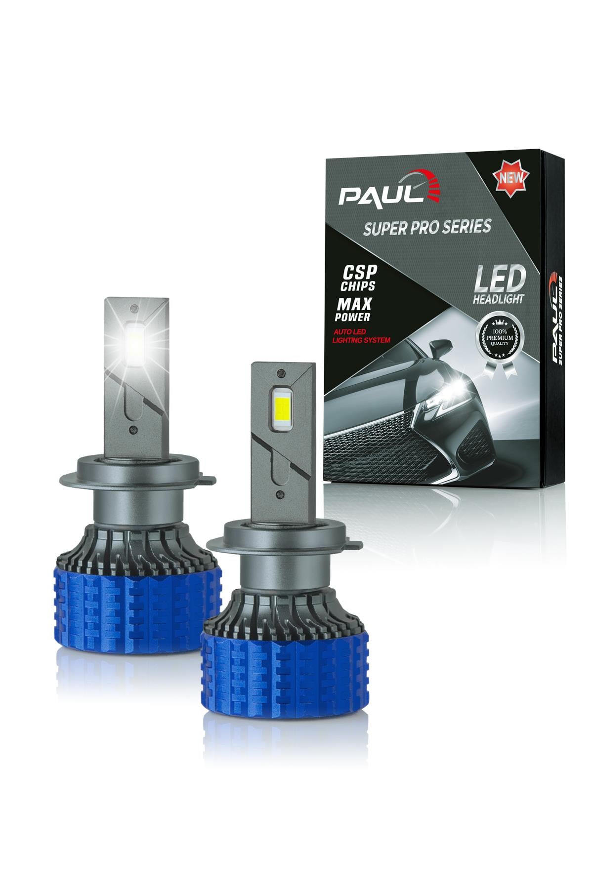 PAUL Süper Pro H7 24.000 Lümen GÜÇ Şimşek Etkili Odaklı Ufuk Çizgili Csp LED