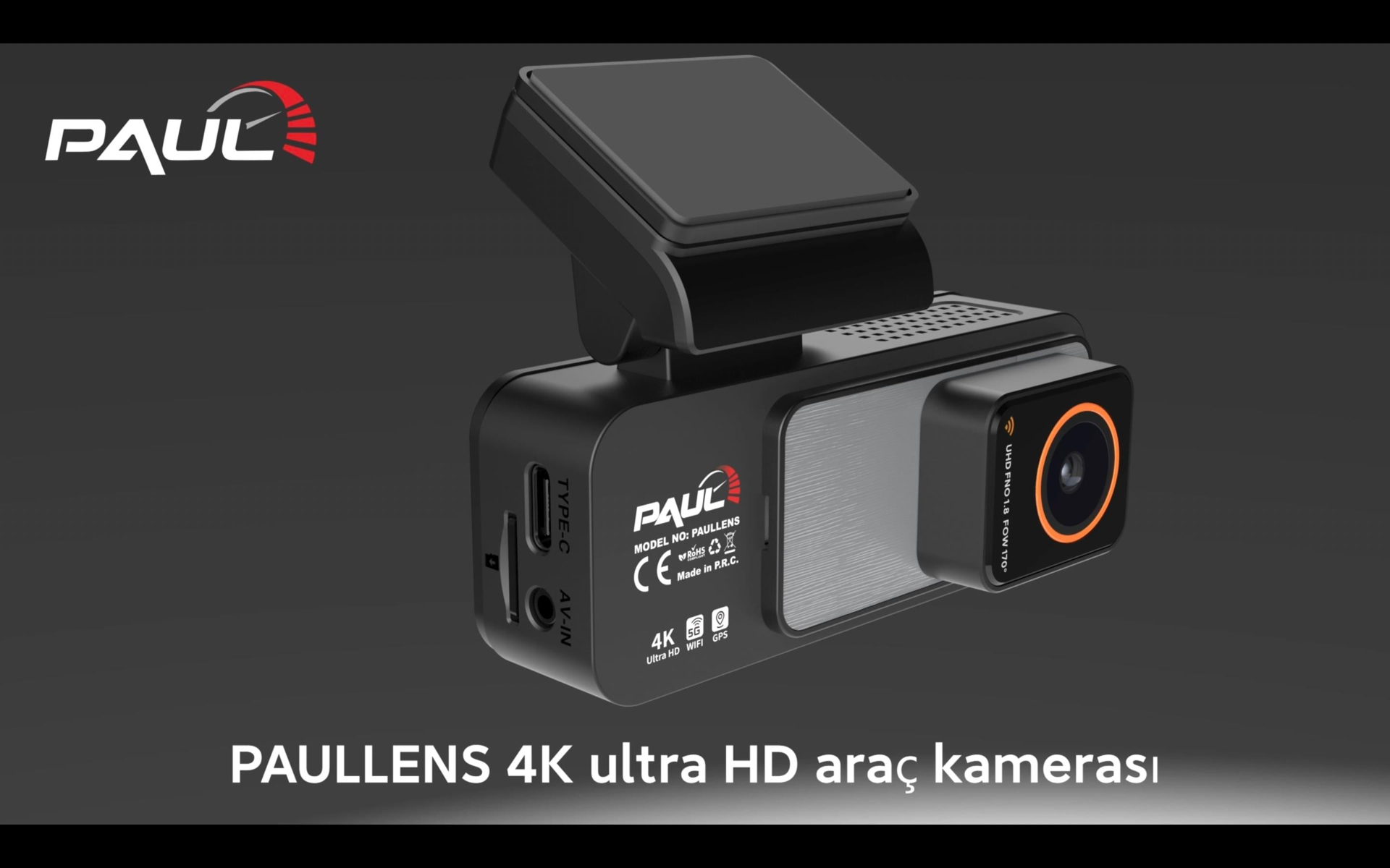 PAUL LENS 4K Araç Kamerası Ön Arka Plaka Okuma, Hız Göstergesi, Gps Harita, ADAS, 5G Wi-Fi,  