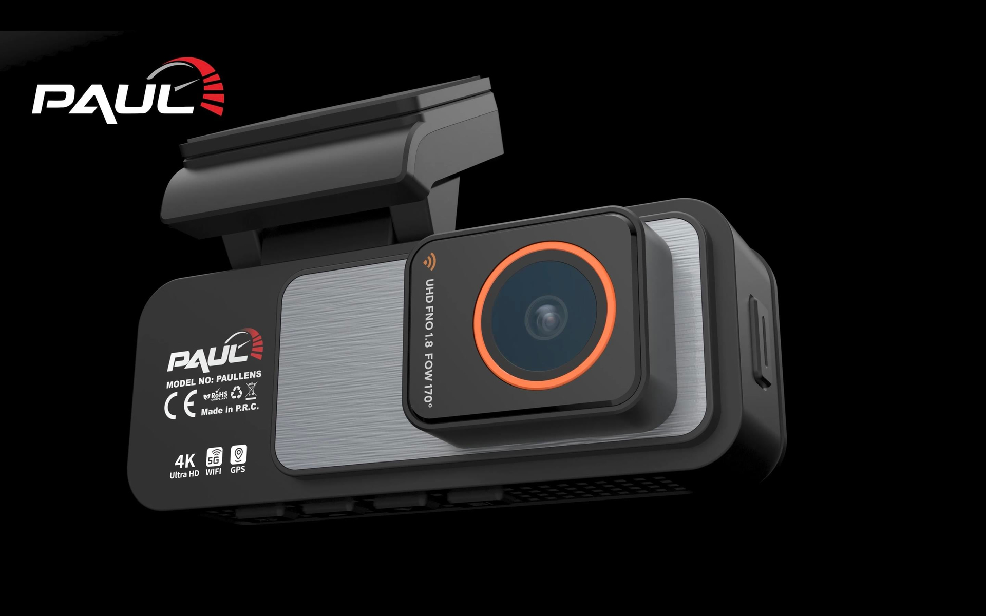 PAUL LENS 4K Araç Kamerası Ön Arka Plaka Okuma, Hız Göstergesi, Gps Harita, ADAS, 5G Wi-Fi,  