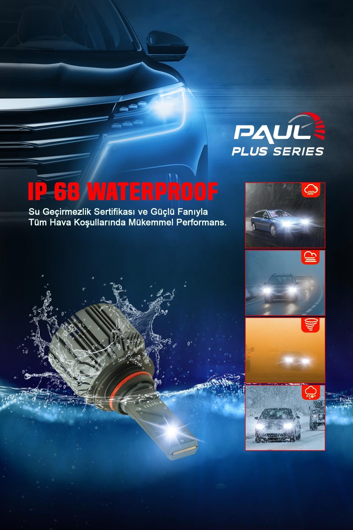PAUL Plus 9006 18.000 Lümen GÜÇ Şimşek Etkili Odaklı Ufuk Çizgili Csp LED