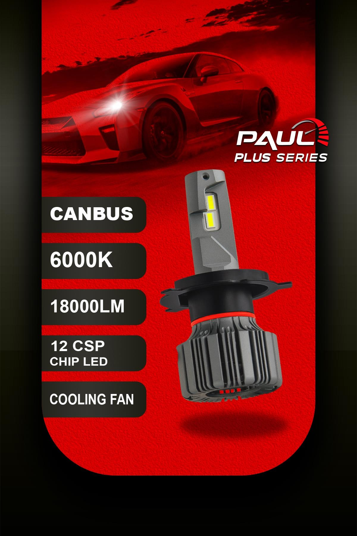 PAUL Plus H4 18.000 Lümen GÜÇ Şimşek Etkili Odaklı Ufuk Çizgili Csp LED
