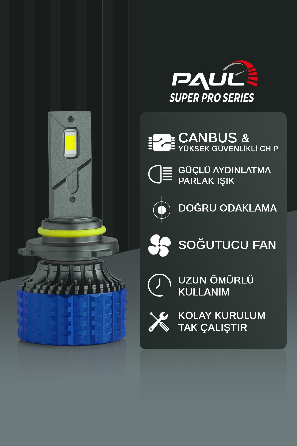 PAUL Süper Pro 9005 24.000 Lümen GÜÇ Şimşek Etkili Odaklı Ufuk Çizgili Csp LED