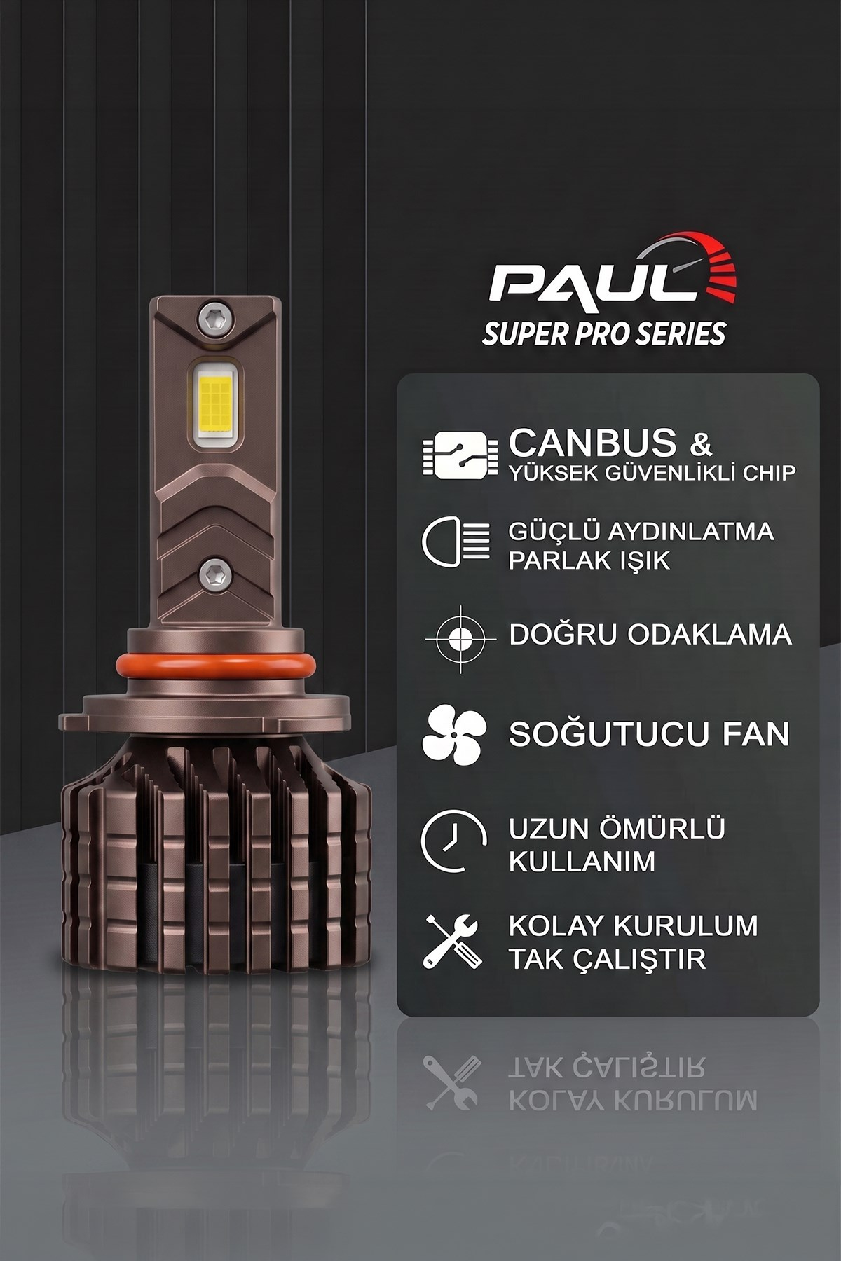 PAUL Süper Pro 9005 24.000 Lümen GÜÇ Şimşek Etkili Odaklı Ufuk Çizgili Csp LED