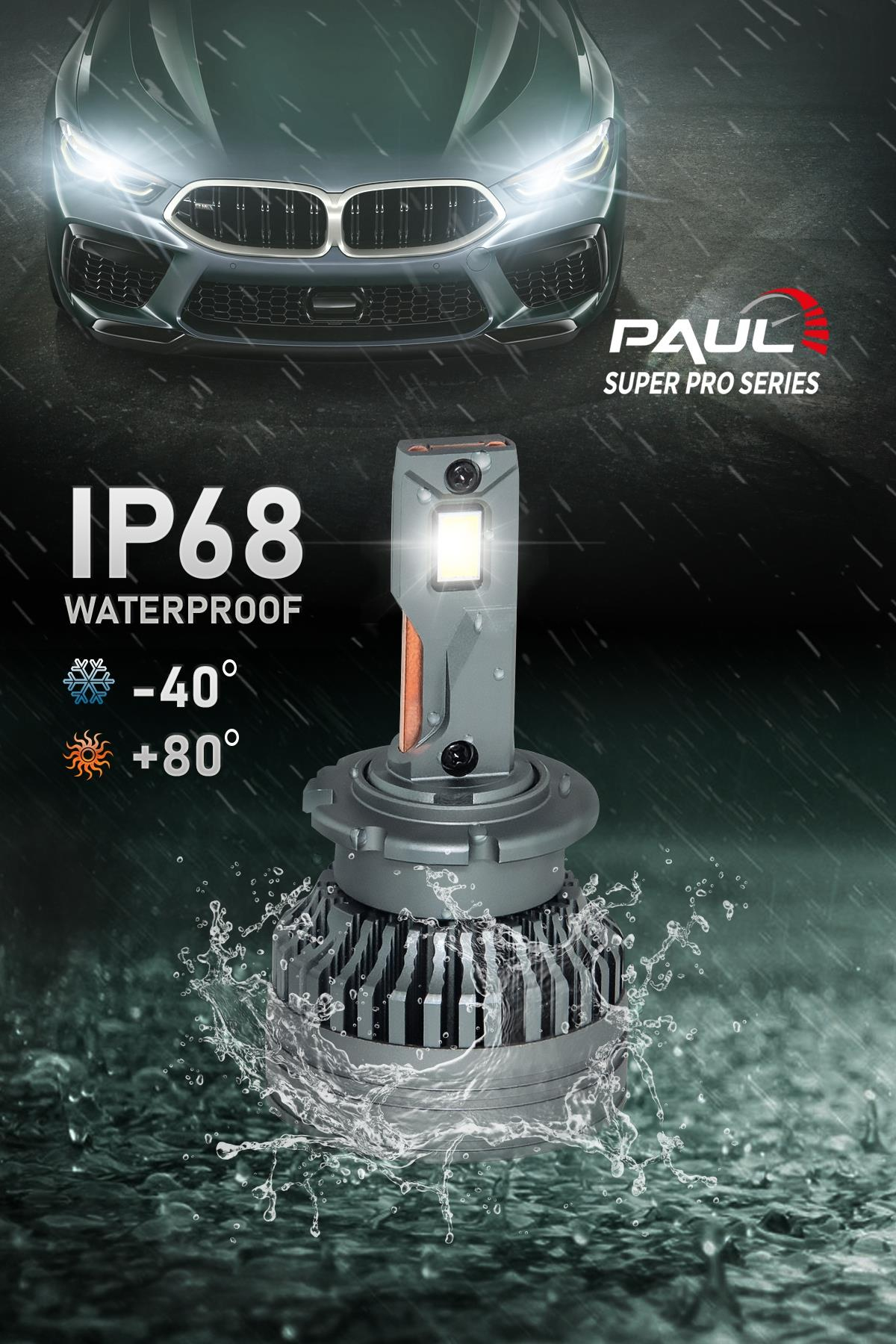 PAUL Süper Pro D2S 24.000 Lümen GÜÇ Şimşek Etkili Odaklı Ufuk Çizgili Csp LED