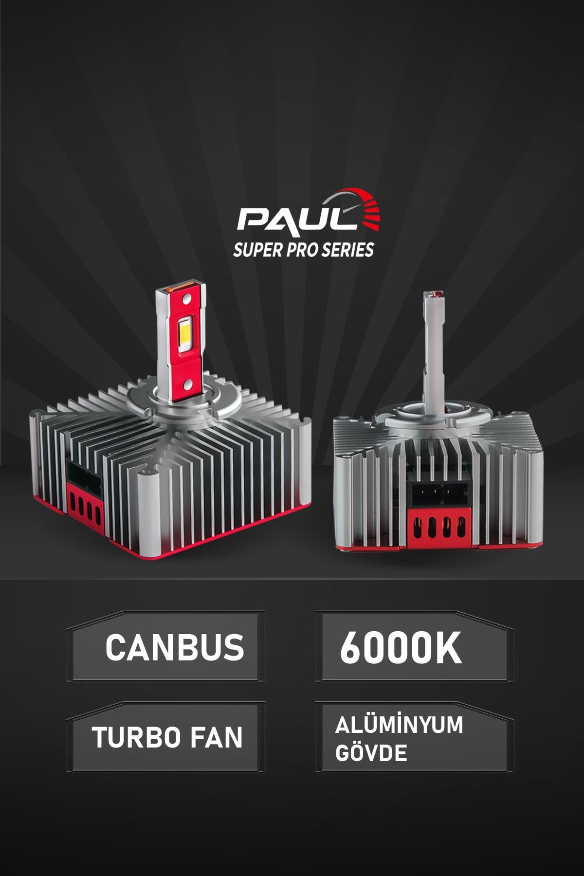 PAUL Süper Pro D5S 24.000 Lümen GÜÇ Şimşek Etkili Odaklı Ufuk Çizgili Csp LED