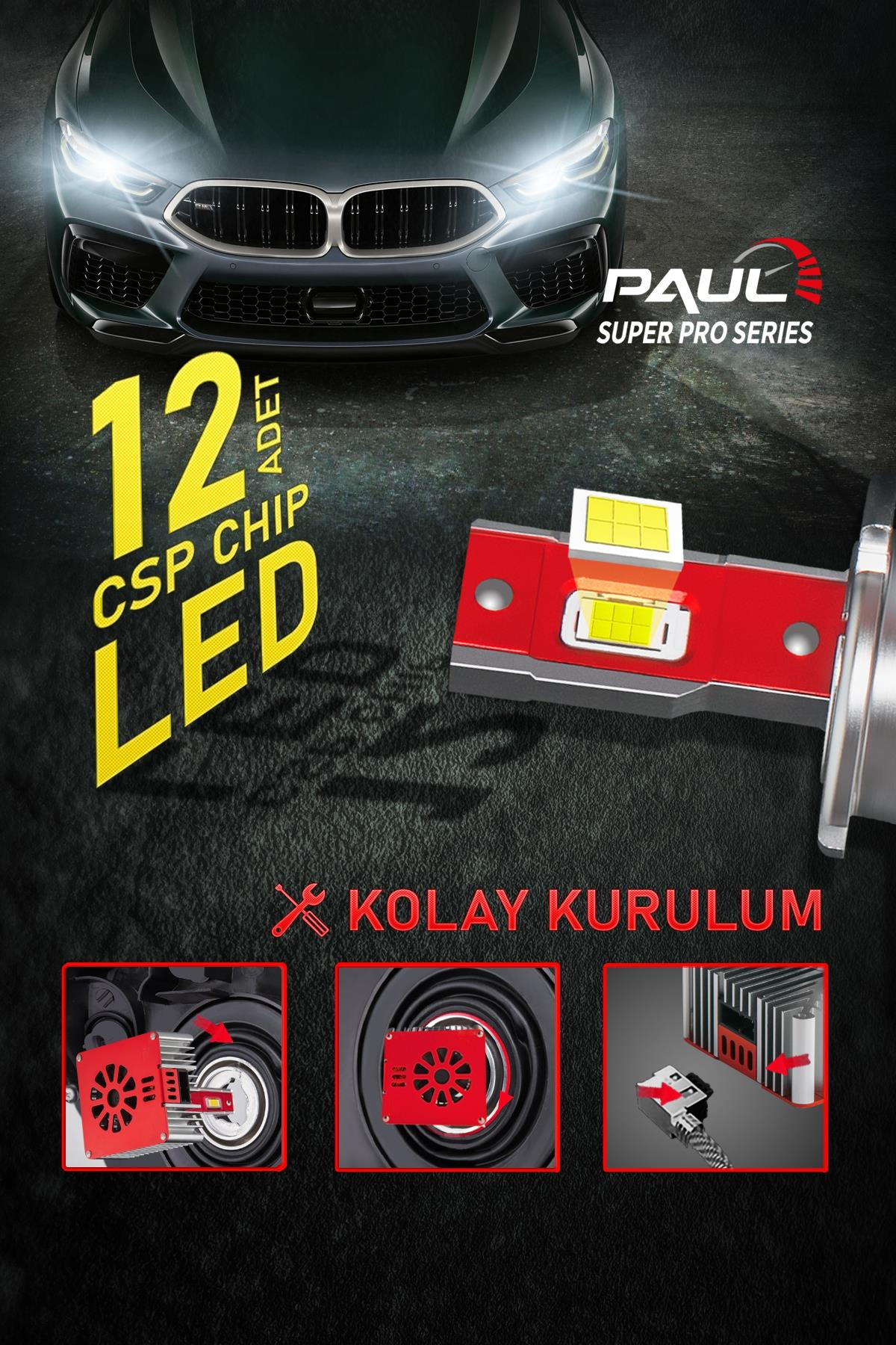 PAUL Süper Pro D5S 24.000 Lümen GÜÇ Şimşek Etkili Odaklı Ufuk Çizgili Csp LED
