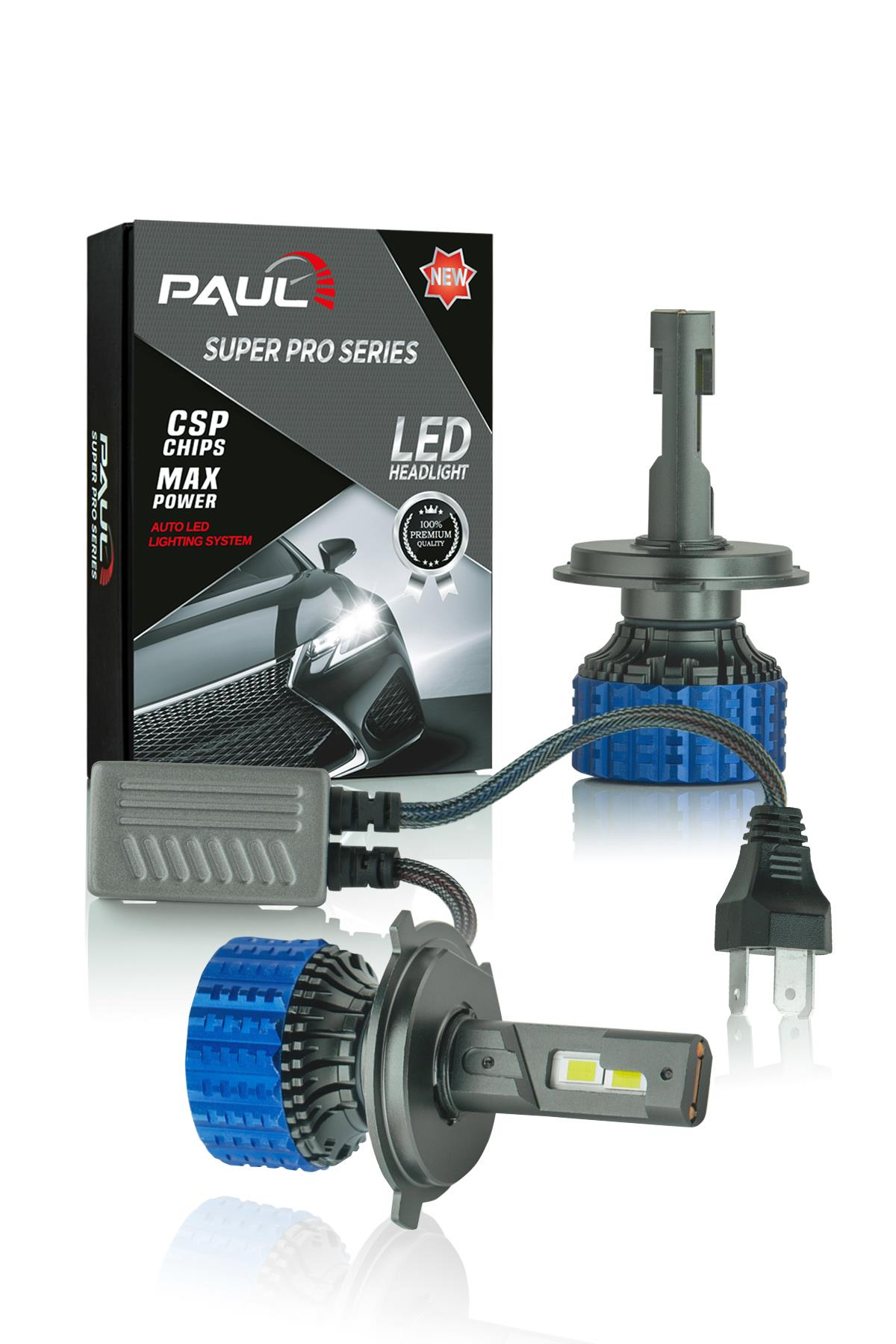 PAUL Süper Pro H4 24.000 Lümen GÜÇ Şimşek Etkili Odaklı Ufuk Çizgili Csp LED