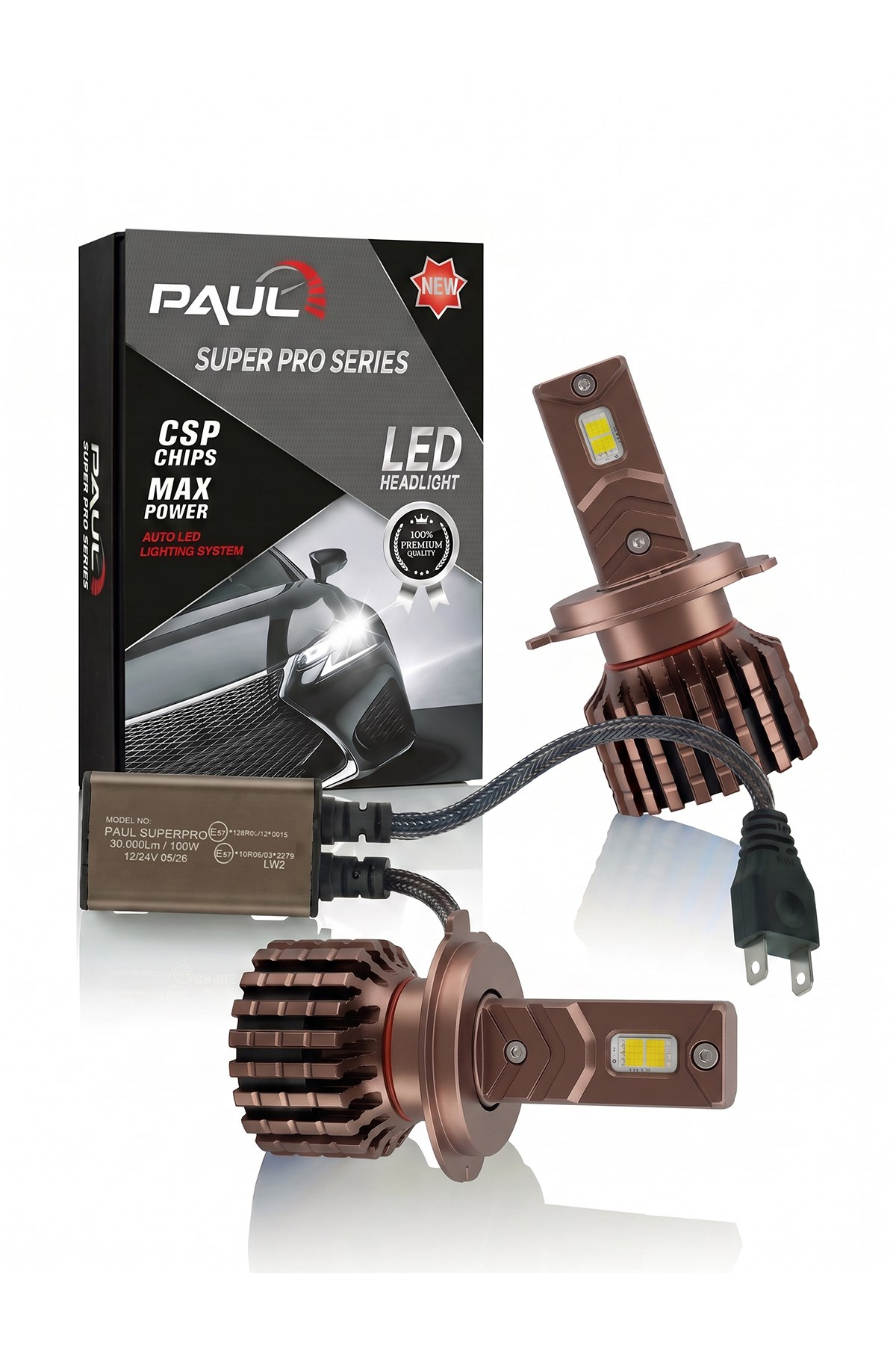 PAUL Süper Pro H7 24.000 Lümen GÜÇ Şimşek Etkili Odaklı Ufuk Çizgili Csp LED
