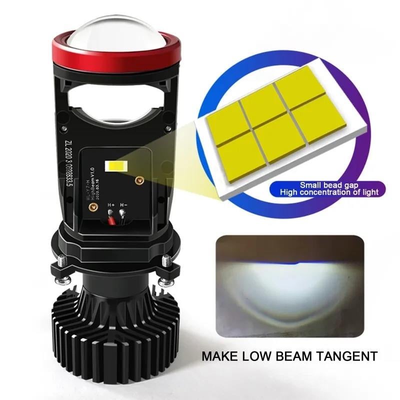 PAUL Süper Pro Mercek LENS H4 24.000 Lümen GÜÇ Şimşek Etkili Odaklı Ufuk Çizgili Csp LED