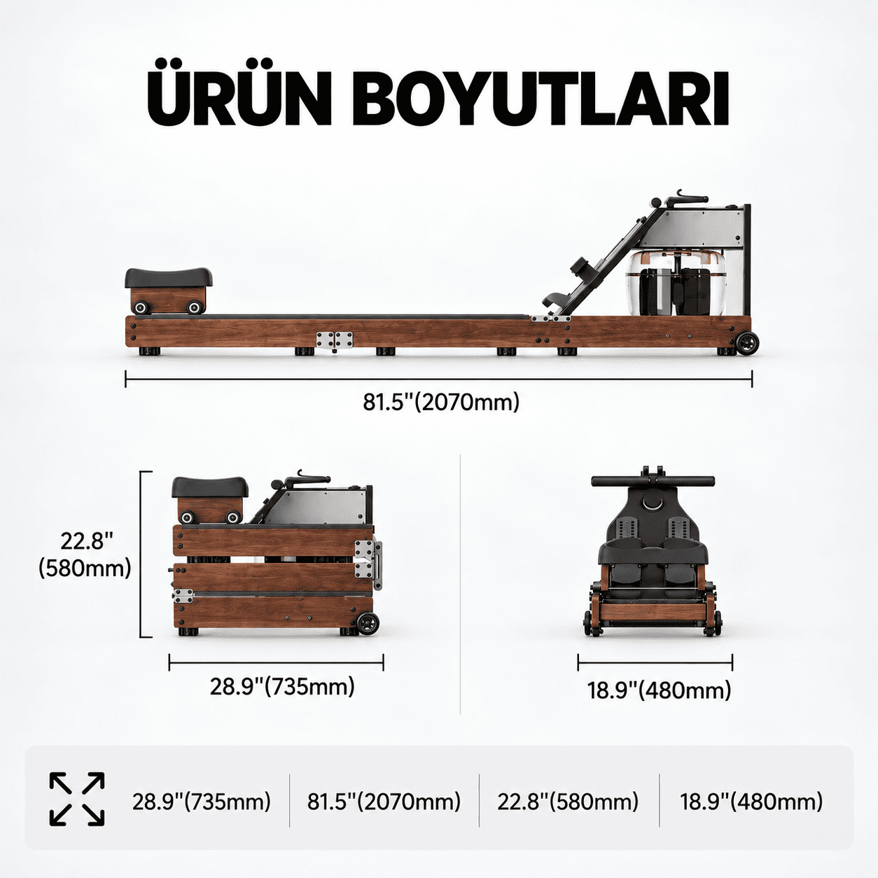 Kingsmith WM10 3 Kez Katlanabilir Su Dirençli Kondisyon Küreği​ /Meşe rengi