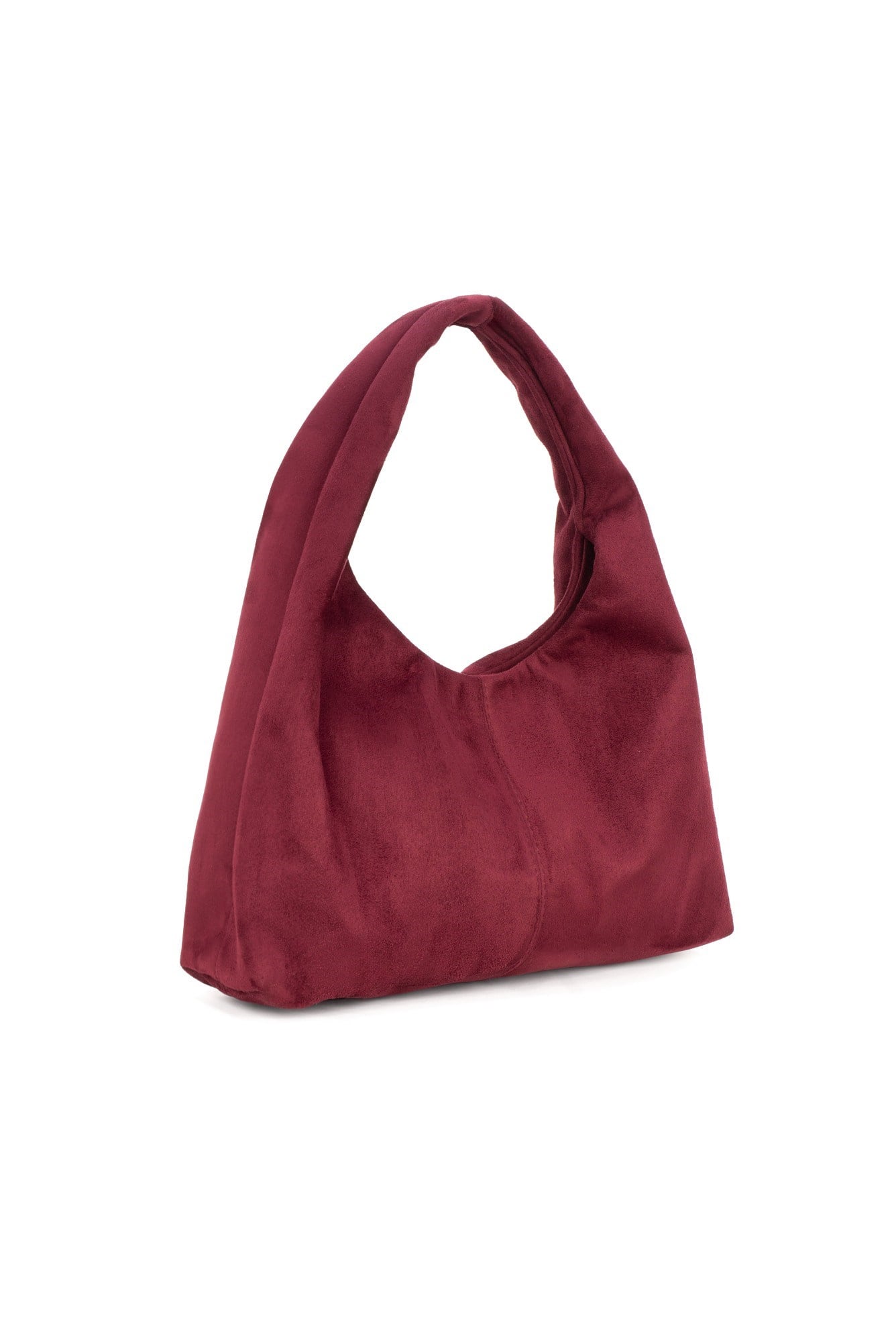 Bordo Süet Kadın Shopper Omuz Çantası – Yumuşak Form Vintage Model