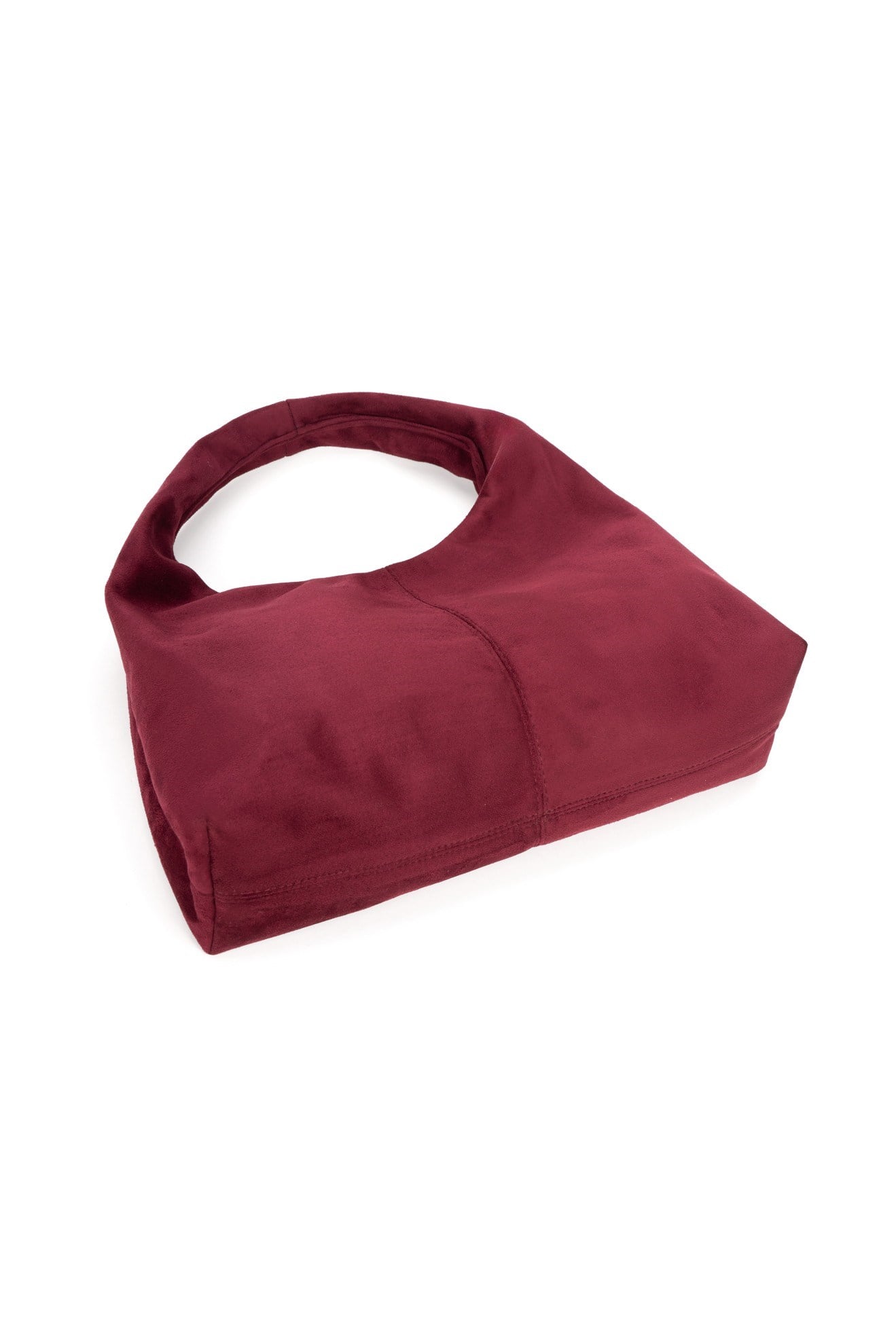 Bordo Süet Kadın Shopper Omuz Çantası – Yumuşak Form Vintage Model