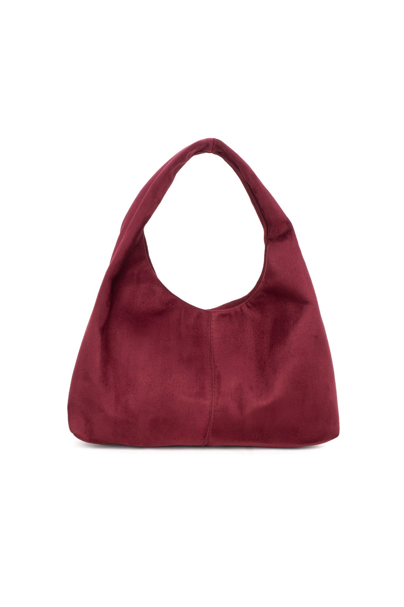 Bordo Süet Kadın Shopper Omuz Çantası – Yumuşak Form Vintage Model