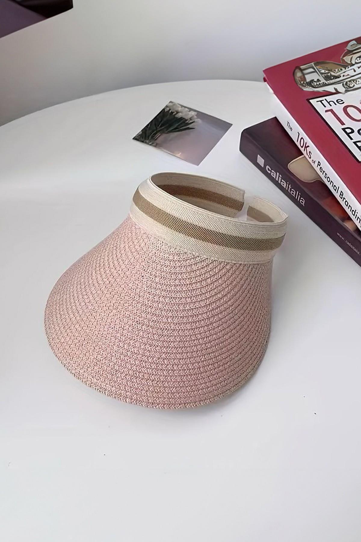 Hasır Lüx İthal Pudra Pembe Vizör Şapka Sperlik