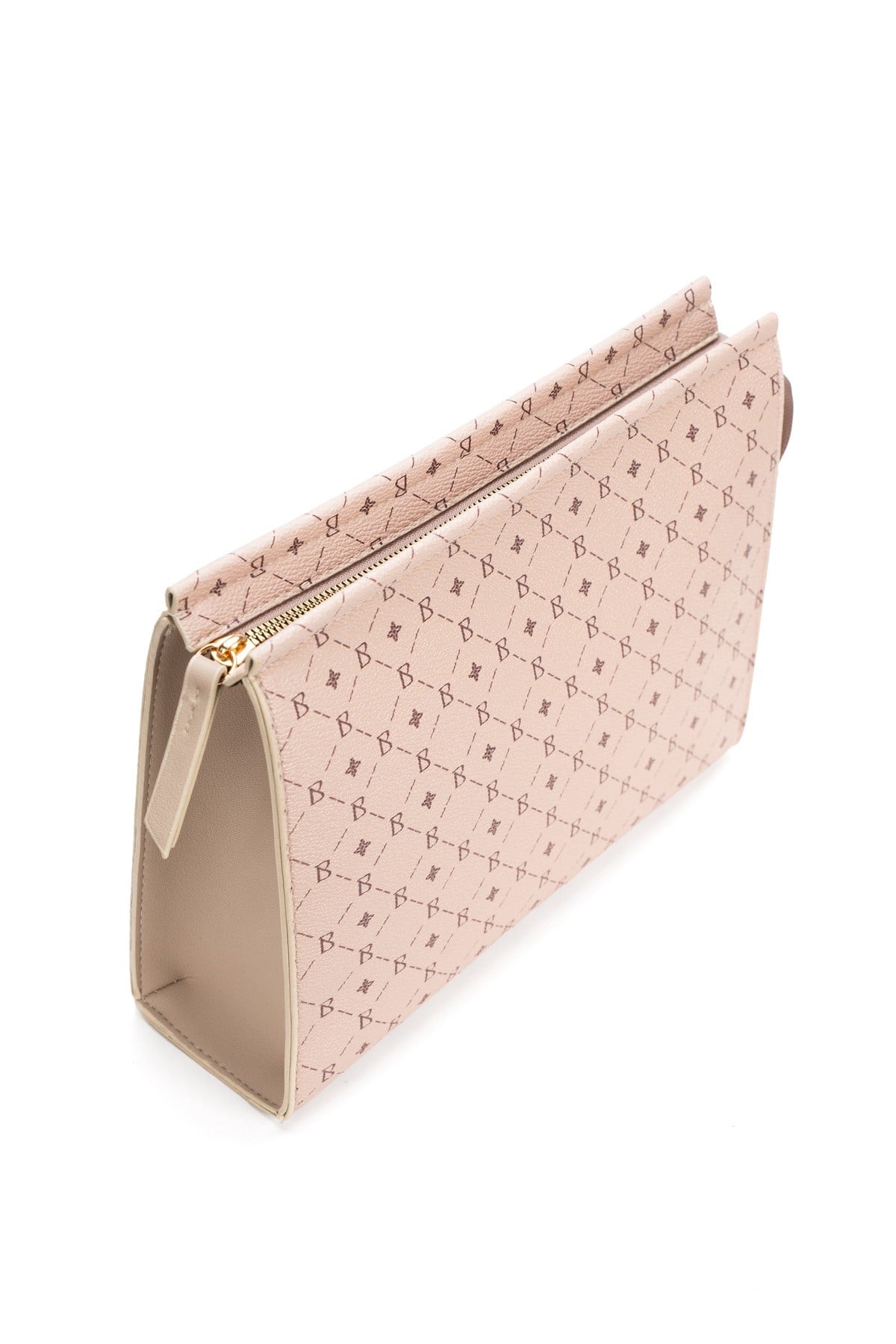 Kadın Bej Bahels Monogram Portföy Clutch Çanta