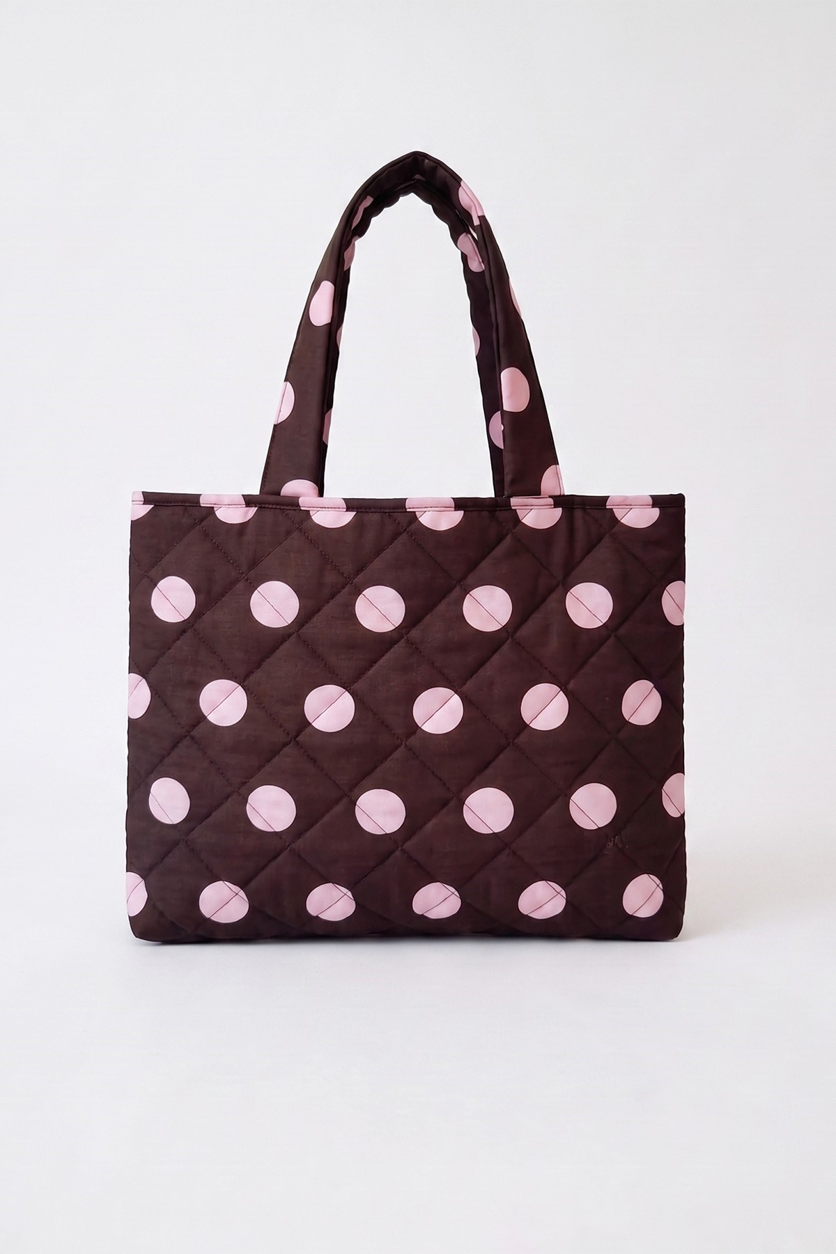 Kadın Kahve Puantiye Shopper Tote Bag