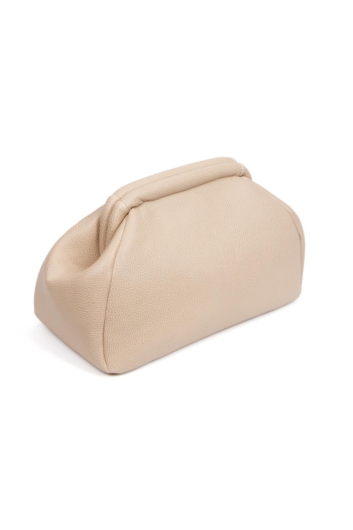 Kadın Trend Bej Deri Clutch Portföy Çanta