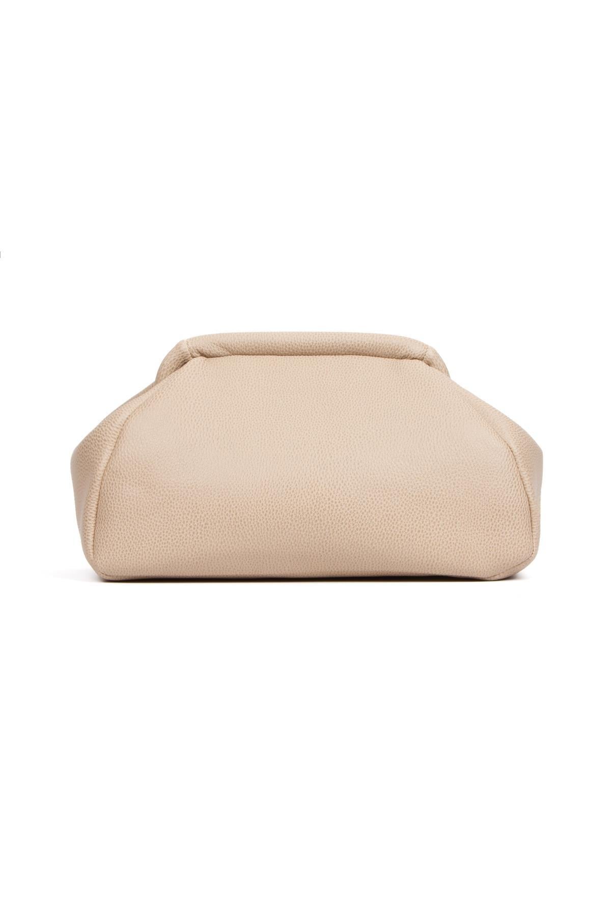 Kadın Trend Bej Deri Clutch Portföy Çanta