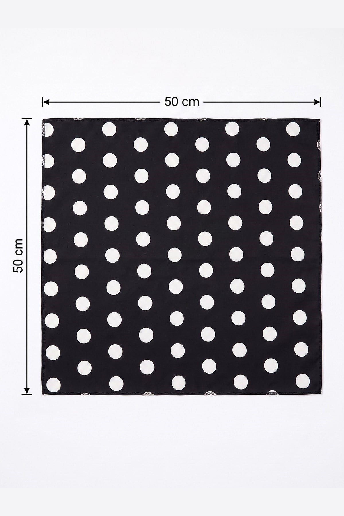 Puantiye Siyah Kadın Bandana Fular 50x50cm