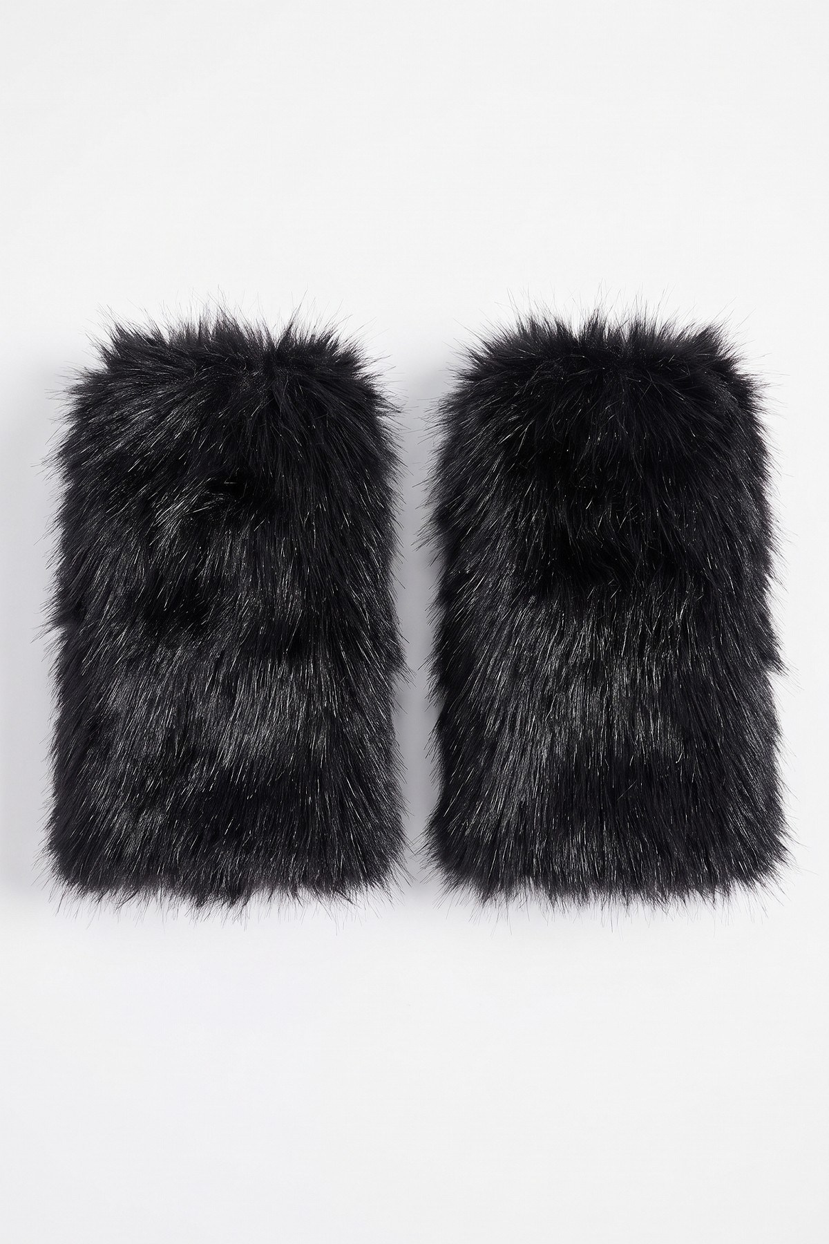 Siyah Fluffy Peluş Uzun Tüylü Kürk Tozluk