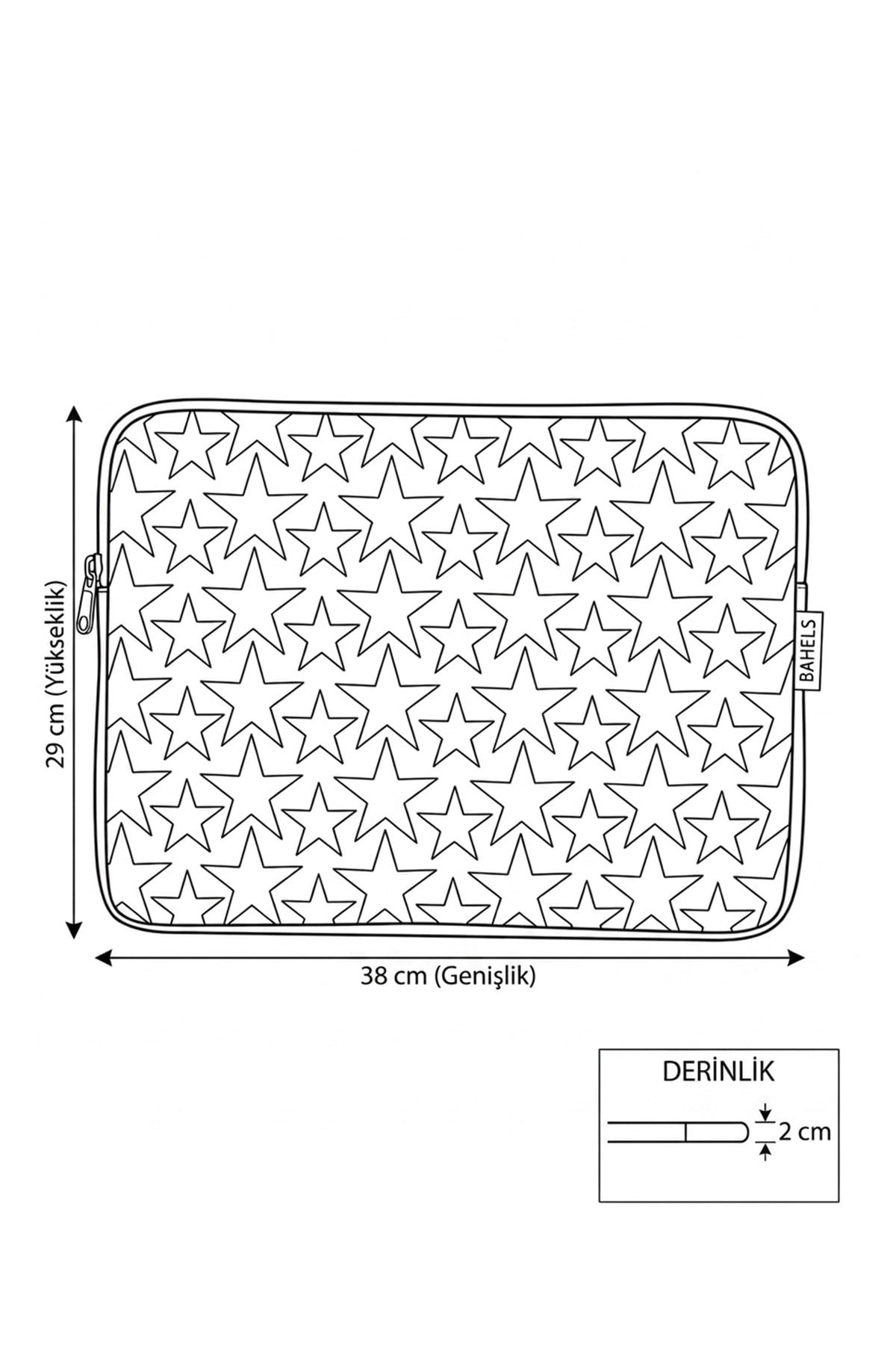 Star Puffy Mint Yıldız Desen XL Macbook ve Tablet Uyumlu Portföy Çanta