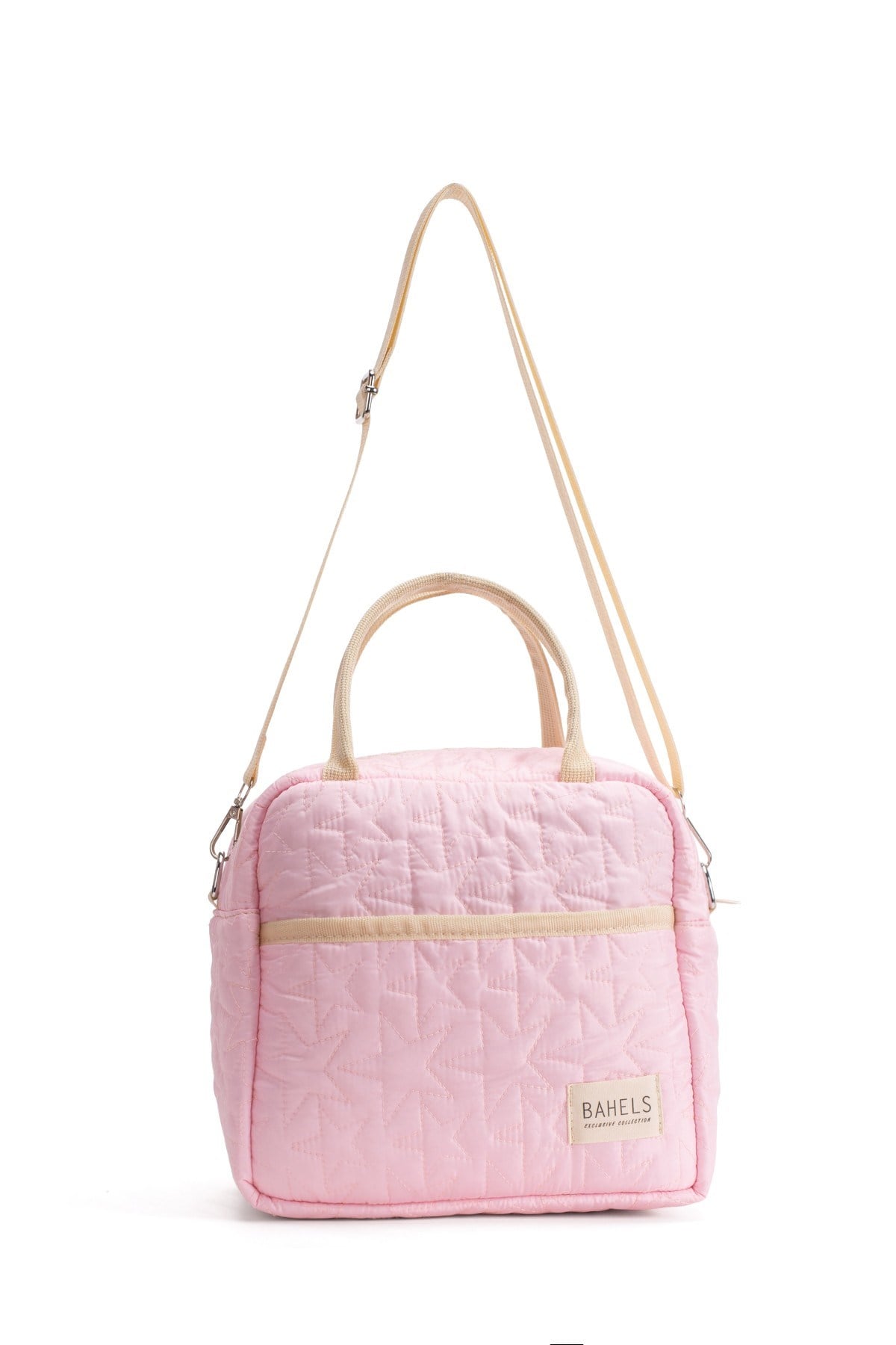 Star Puffy Pembe Termal Çanta Yemek Taşıma Beslenme Çantası Isı Yalıtımlı Askılı Çanta