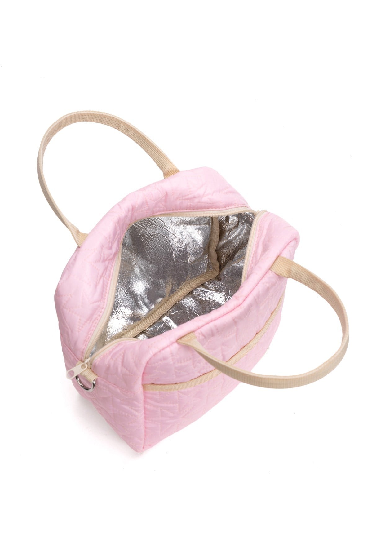 Star Puffy Pembe Termal Çanta Yemek Taşıma Beslenme Çantası Isı Yalıtımlı Askılı Çanta