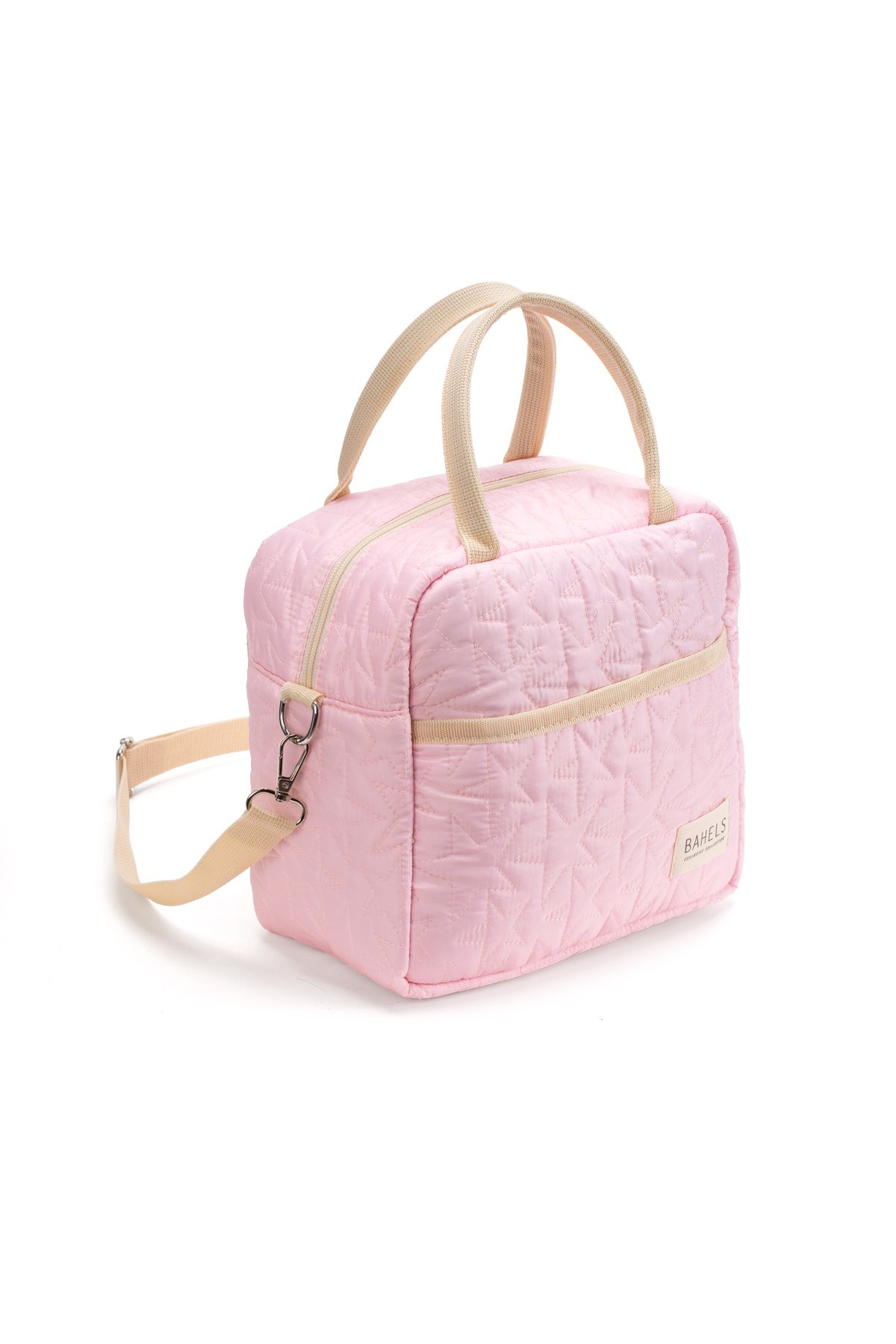 Star Puffy Pembe Termal Çanta Yemek Taşıma Beslenme Çantası Isı Yalıtımlı Askılı Çanta
