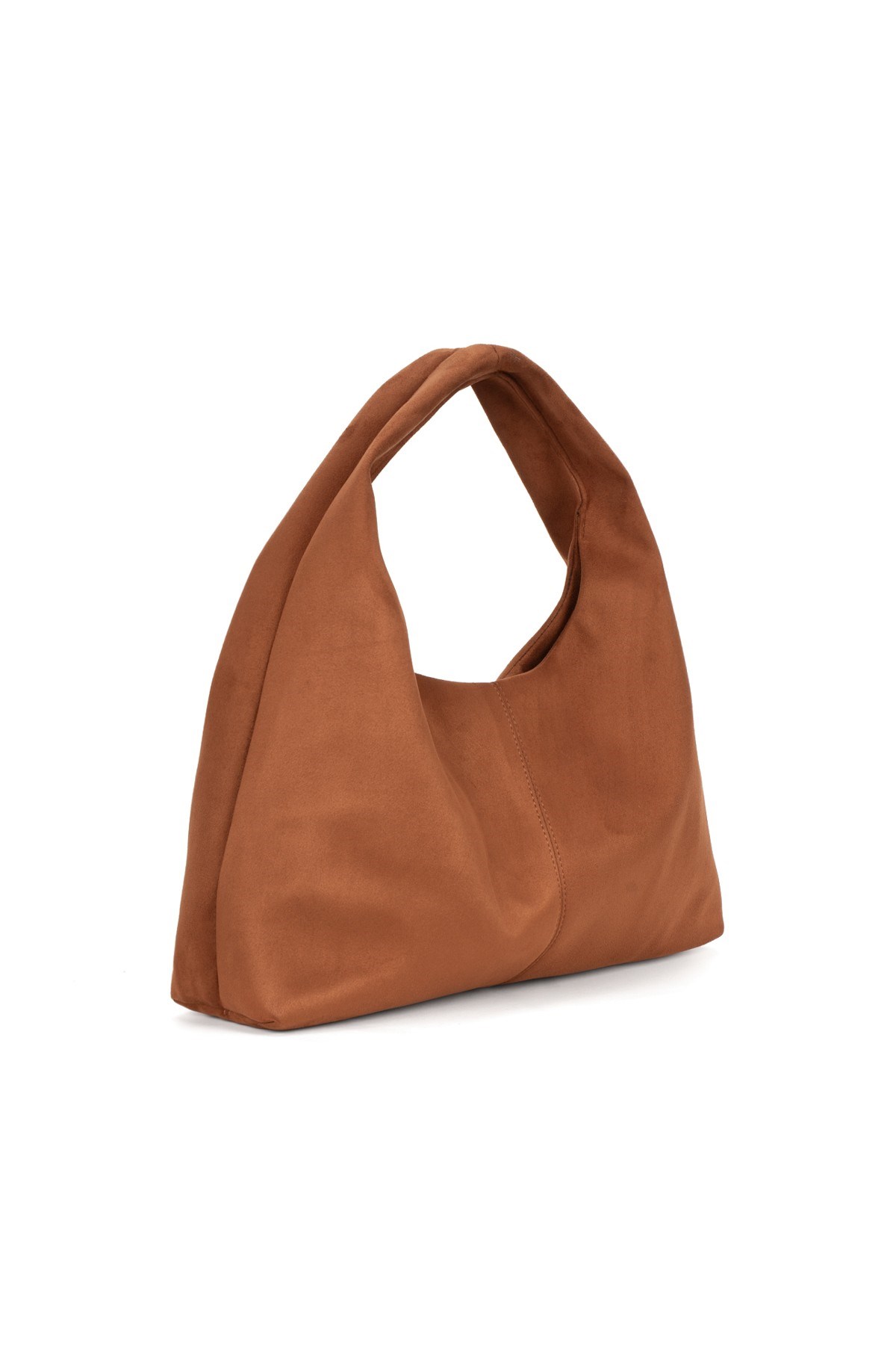 Taba Süet Kadın Shopper Omuz Çantası – Yumuşak Form Vintage Model