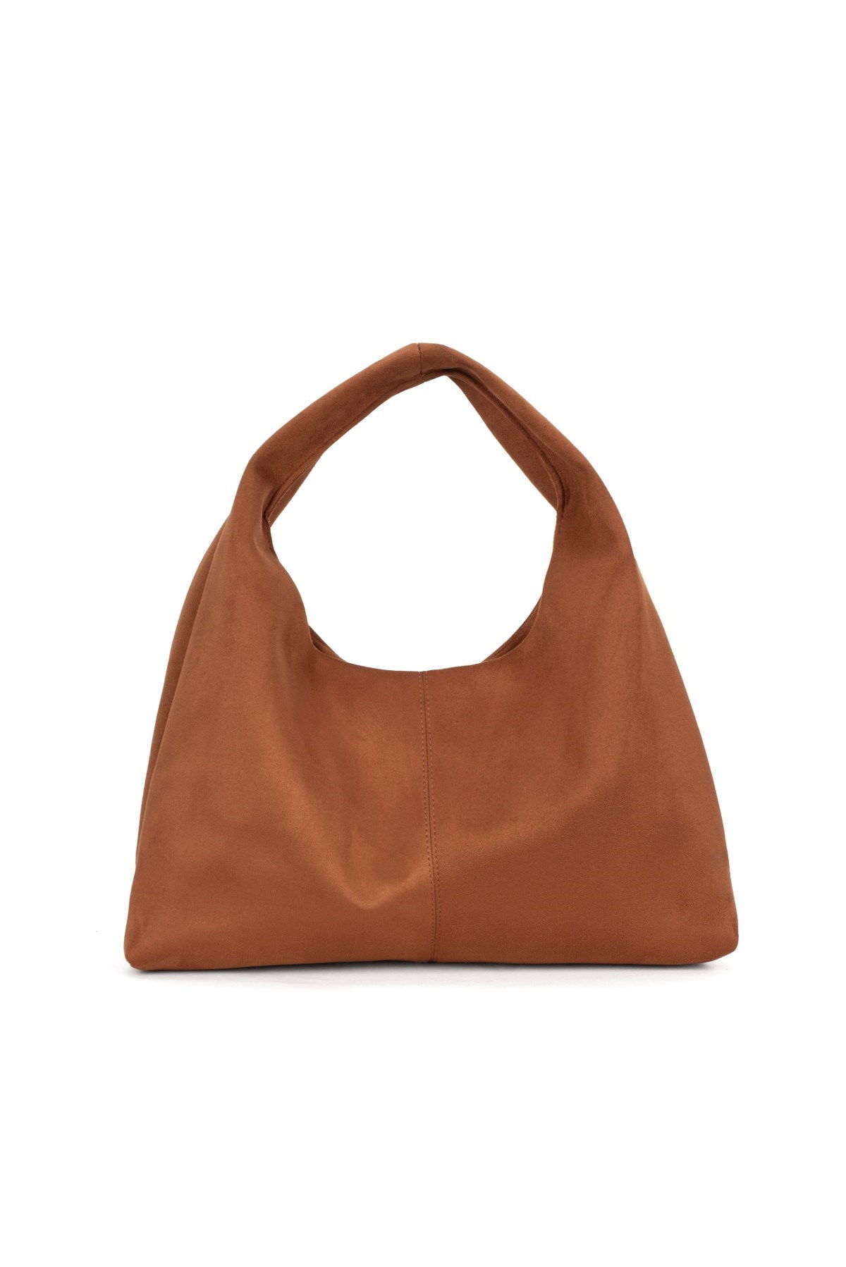 Taba Süet Kadın Shopper Omuz Çantası – Yumuşak Form Vintage Model