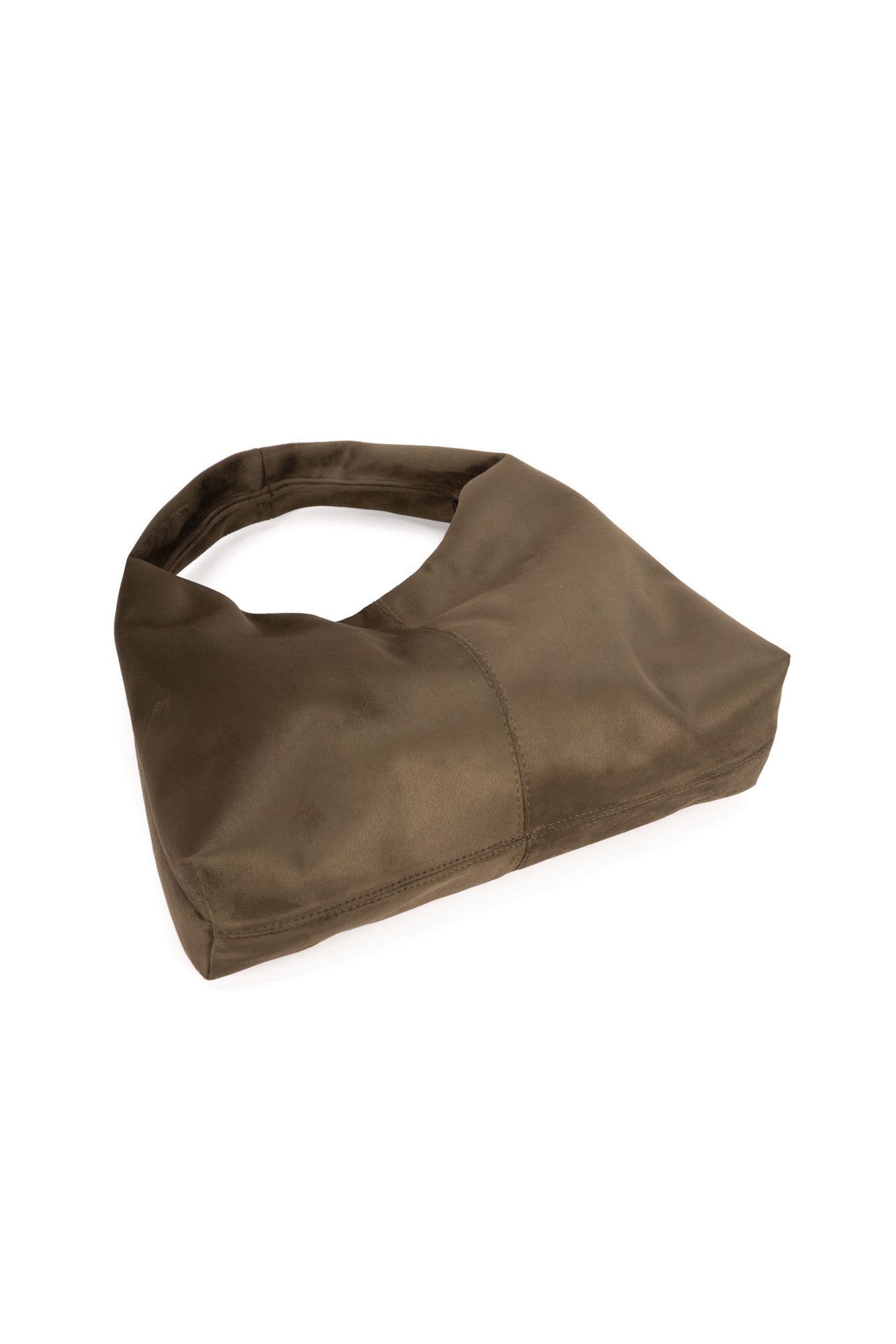 Yeşil Süet Kadın Shopper Omuz Çantası – Yumuşak Form Vintage Model
