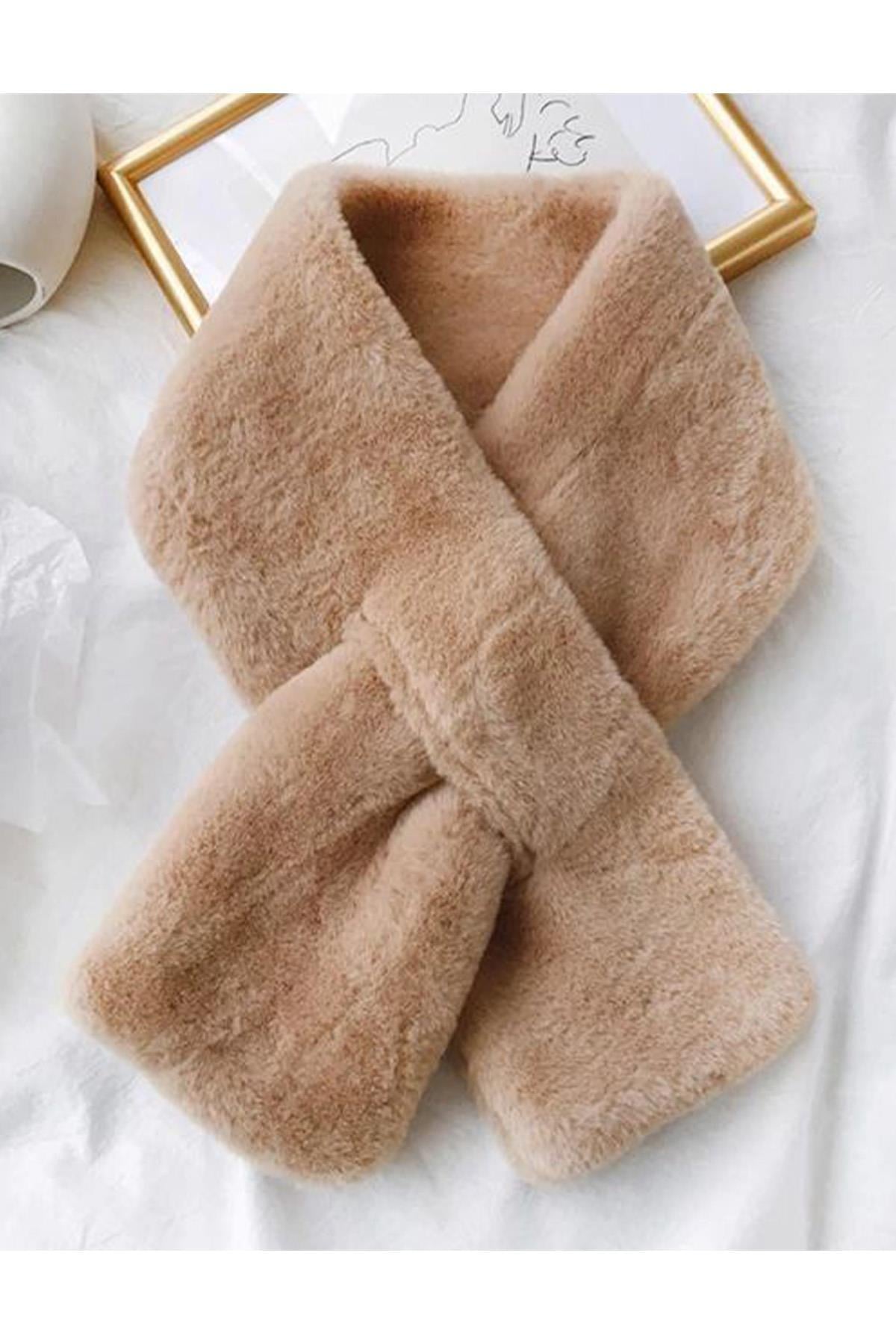A Kalite Camel Renk Trend Peluş Atkı