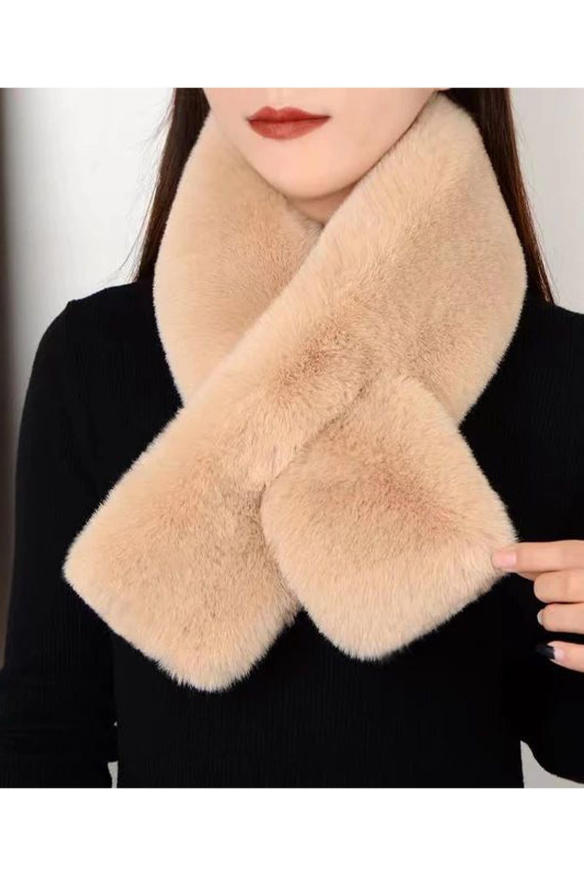 A Kalite Camel Renk Trend Peluş Atkı