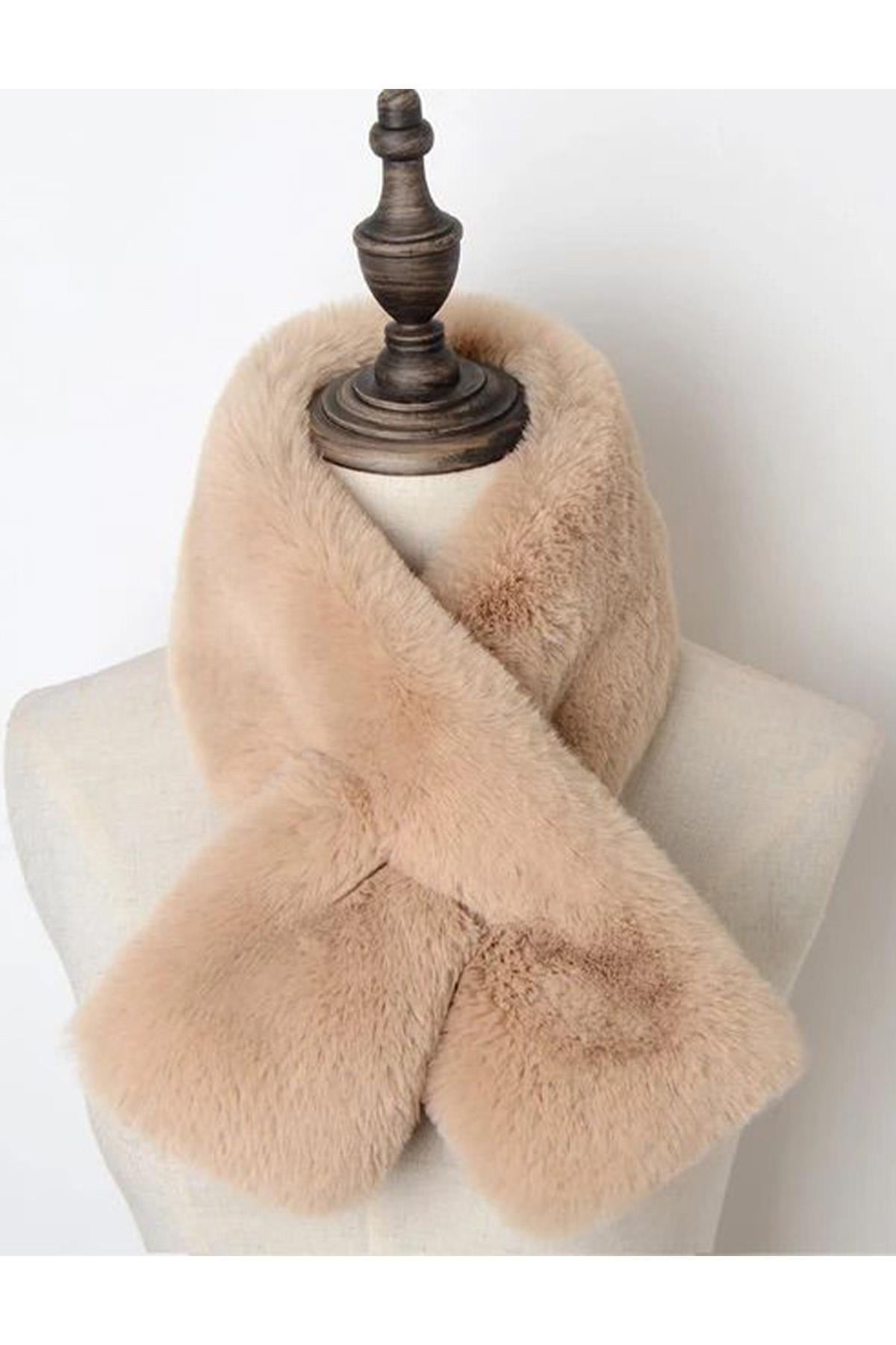 A Kalite Camel Renk Trend Peluş Atkı
