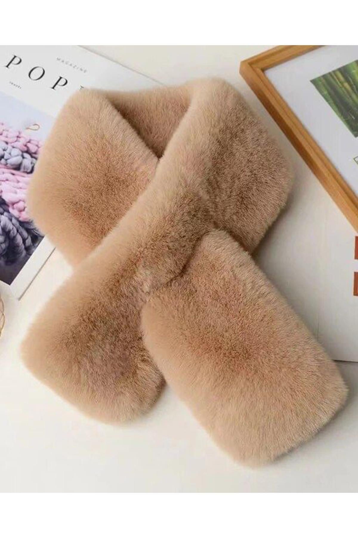 A Kalite Camel Renk Trend Peluş Atkı