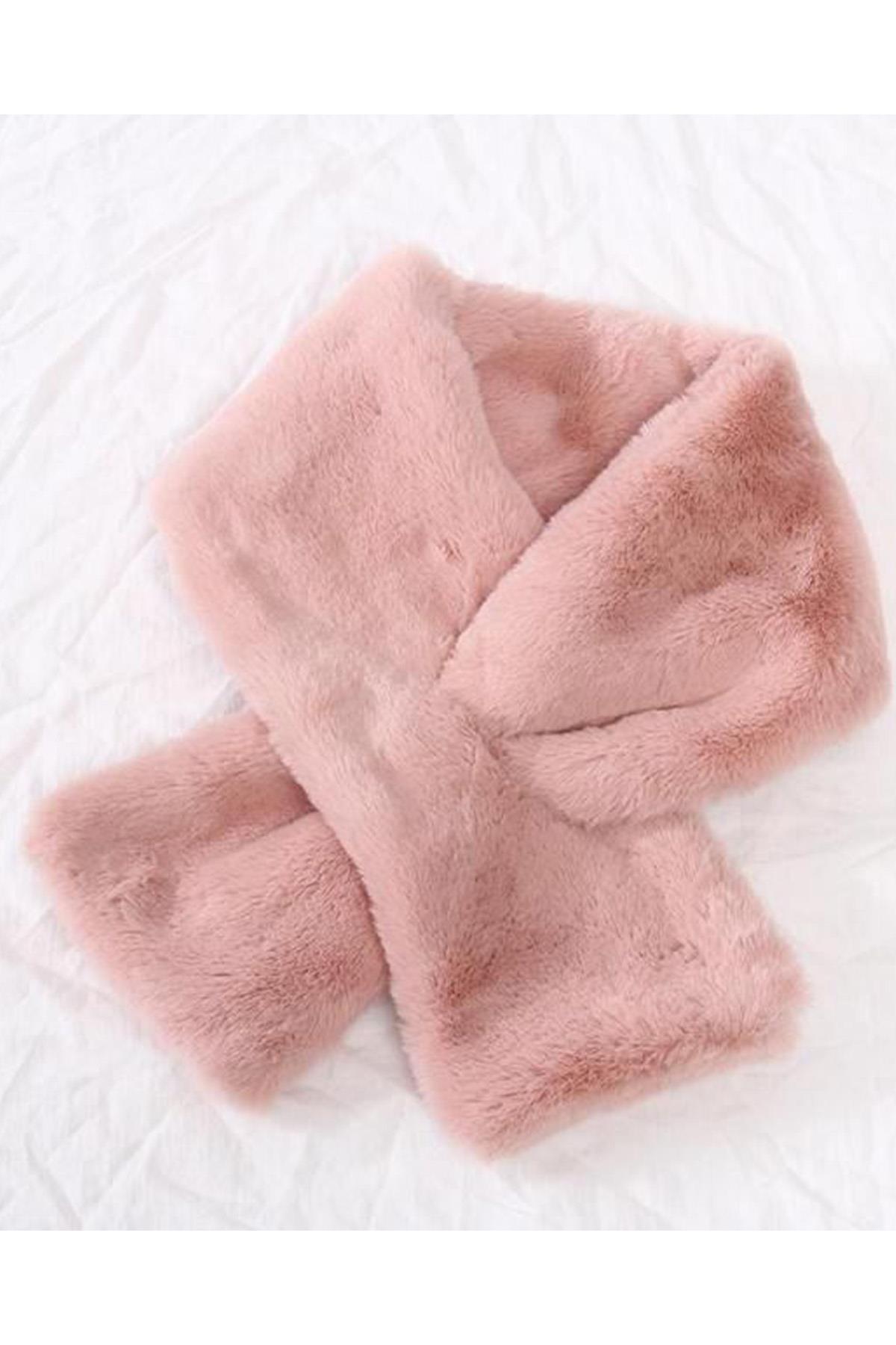 A Kalite Pembe Renk Trend Peluş Atkı