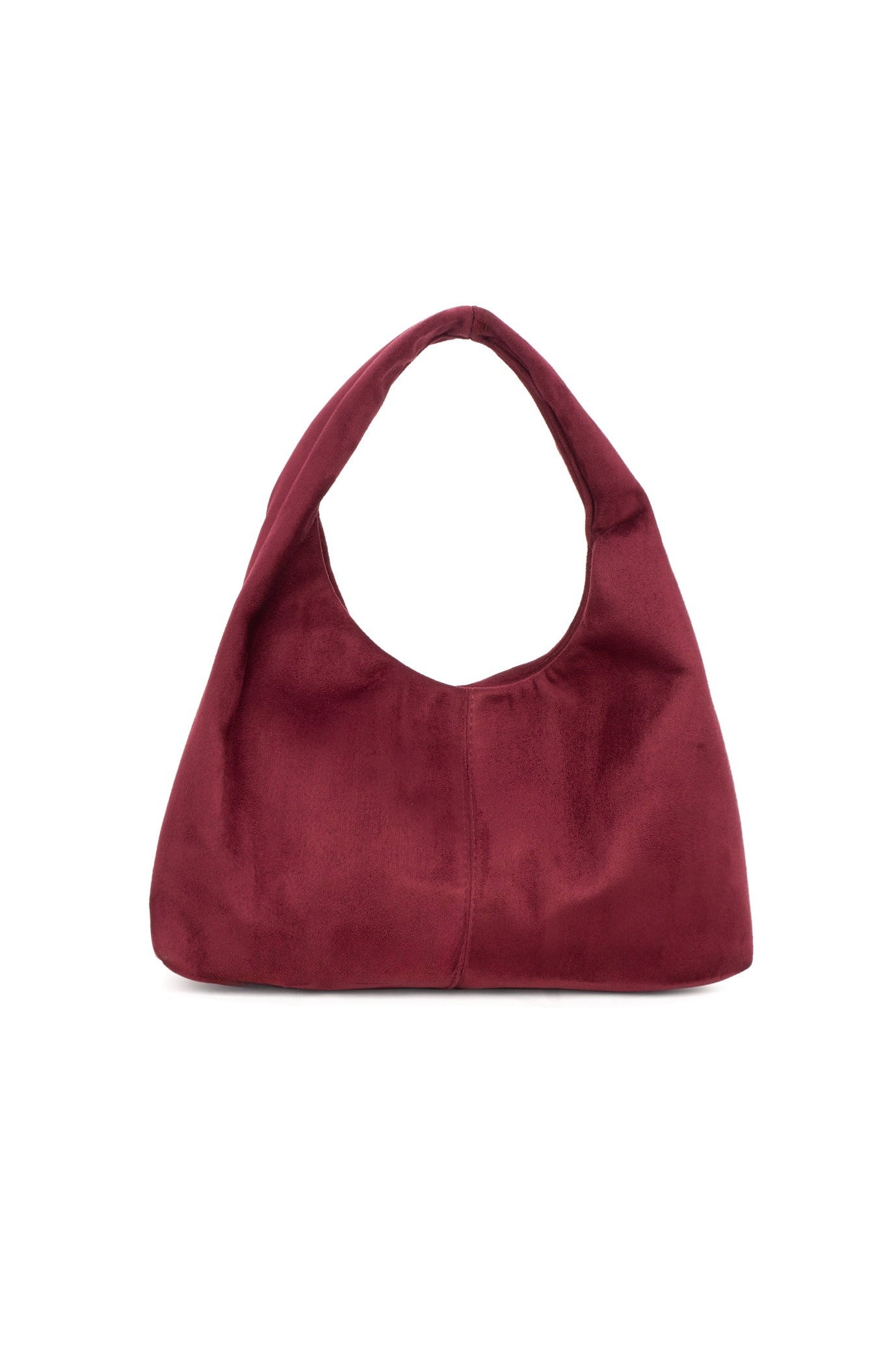Bordo Süet Kadın Shopper Omuz Çantası – Yumuşak Form Vintage Model