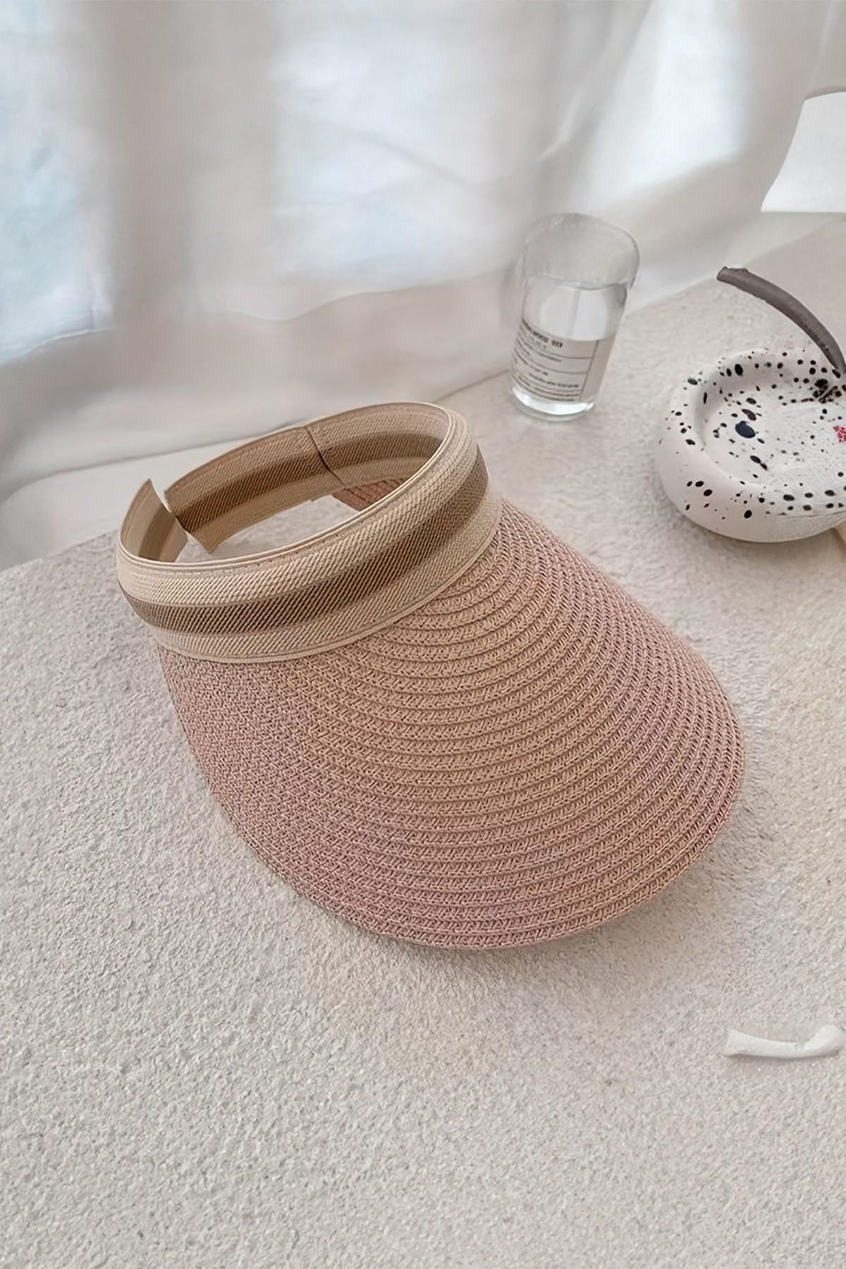 Hasır Lüx İthal Pudra Pembe Vizör Şapka Sperlik