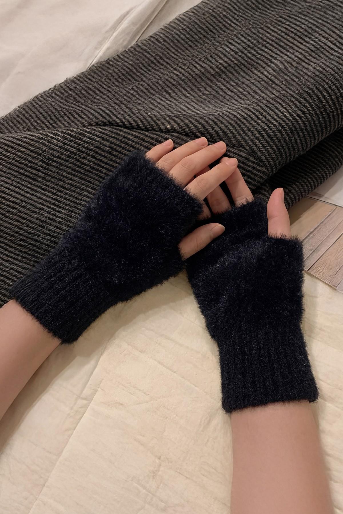 Kadın 1 Çift Kışlık Parmaksız Termal Esnek Peluş Eldiven